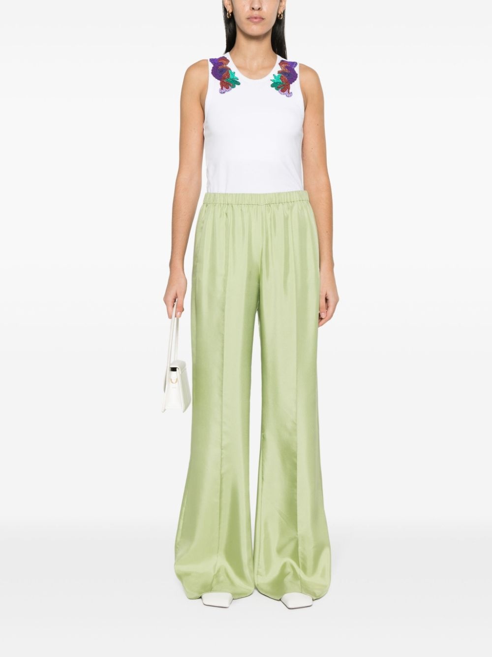 wide-legged silk trousers - 2