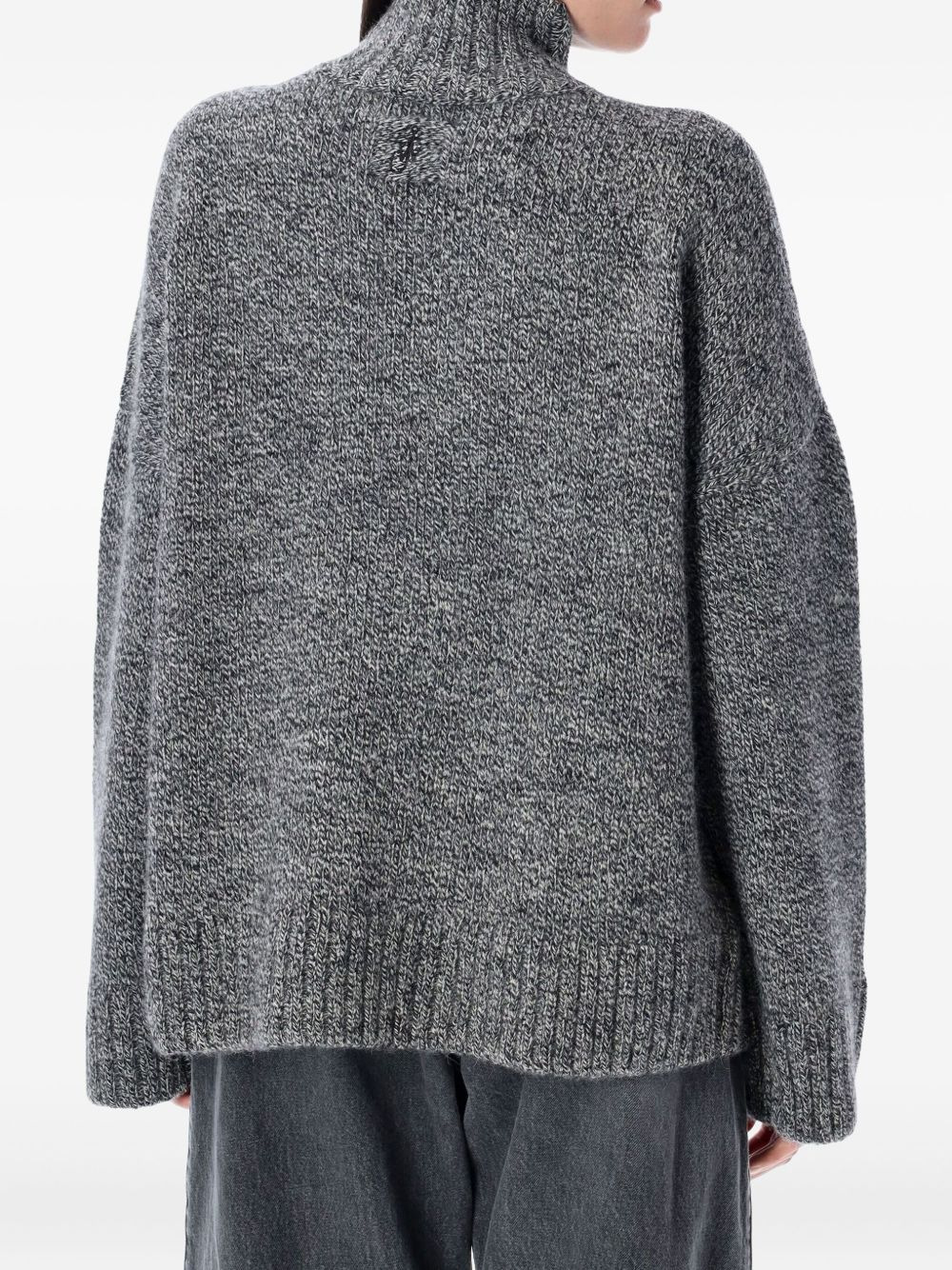 high-neck leather-patch sweater - 2