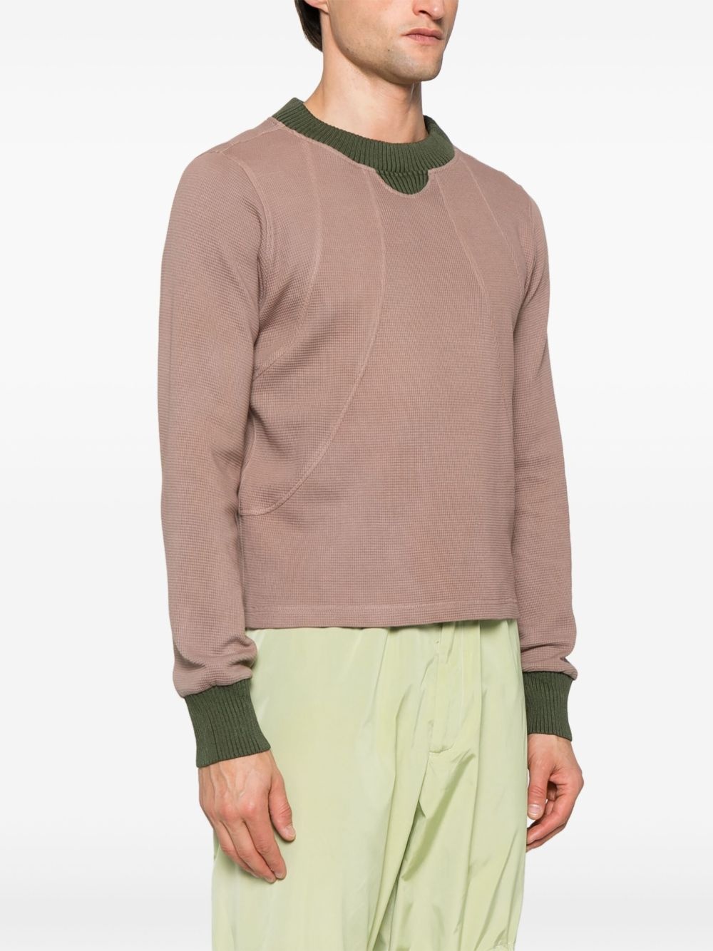 panelled waffle sweatshirt - 3