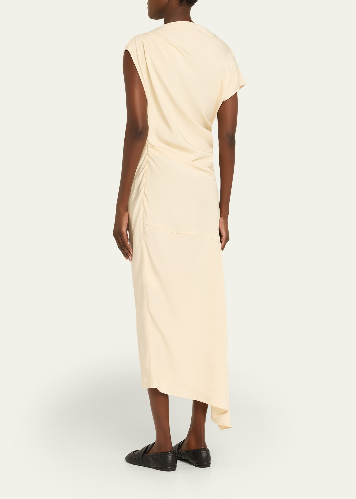 Hallie Hammered Viscose Draped Midi Dress - 3