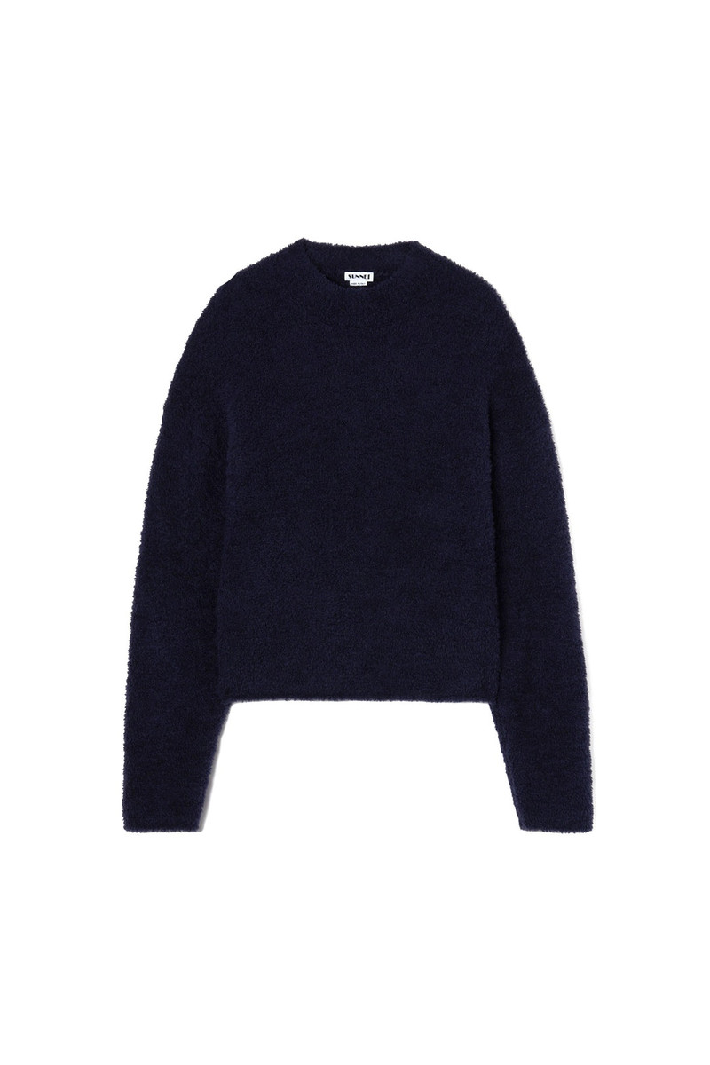 EXTRA-LONG SLEEVE FLUFFY SWEATER / navy 1