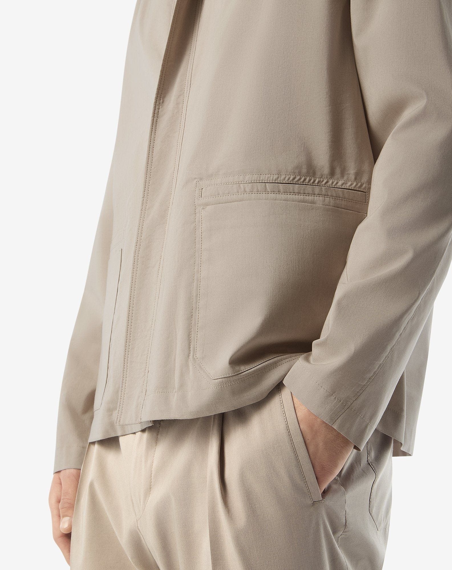 Beige technical silk and cotton overshirt - 5