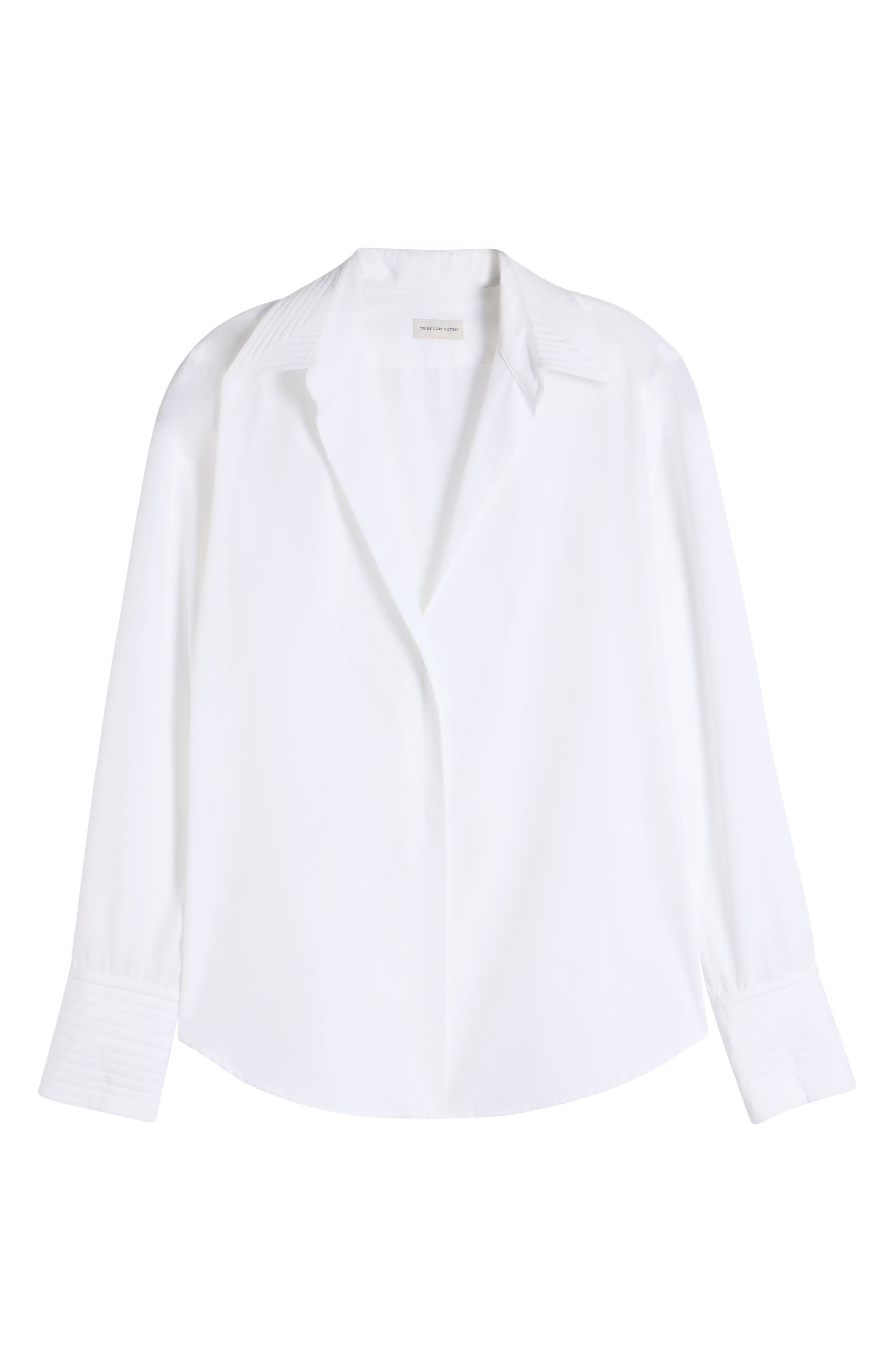 Dries Van Noten Celinta Cotton Button-Up Shirt in White at Nordstrom - 6
