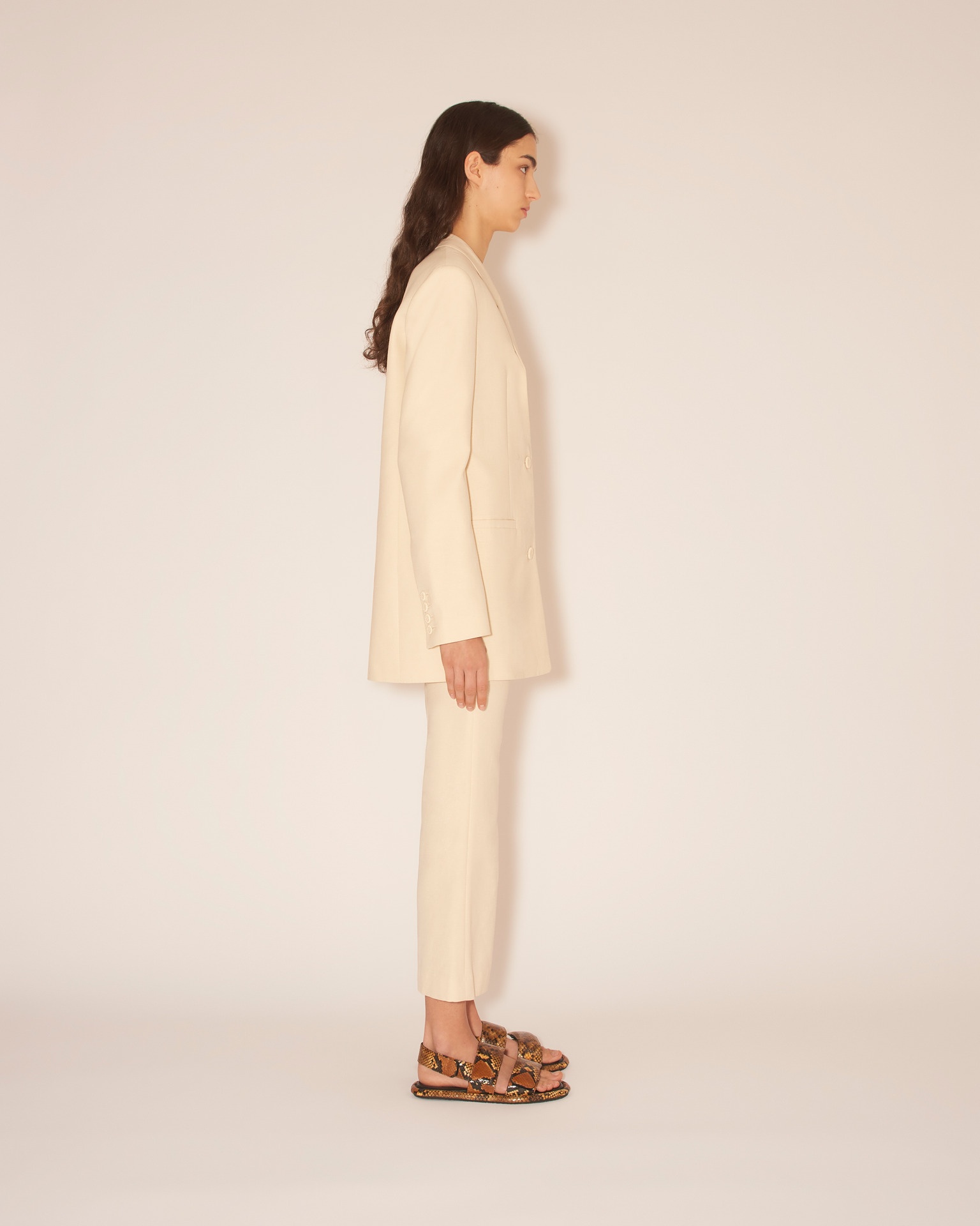MERSEY - Boxy fit blazer - Slub shirting creme - 4
