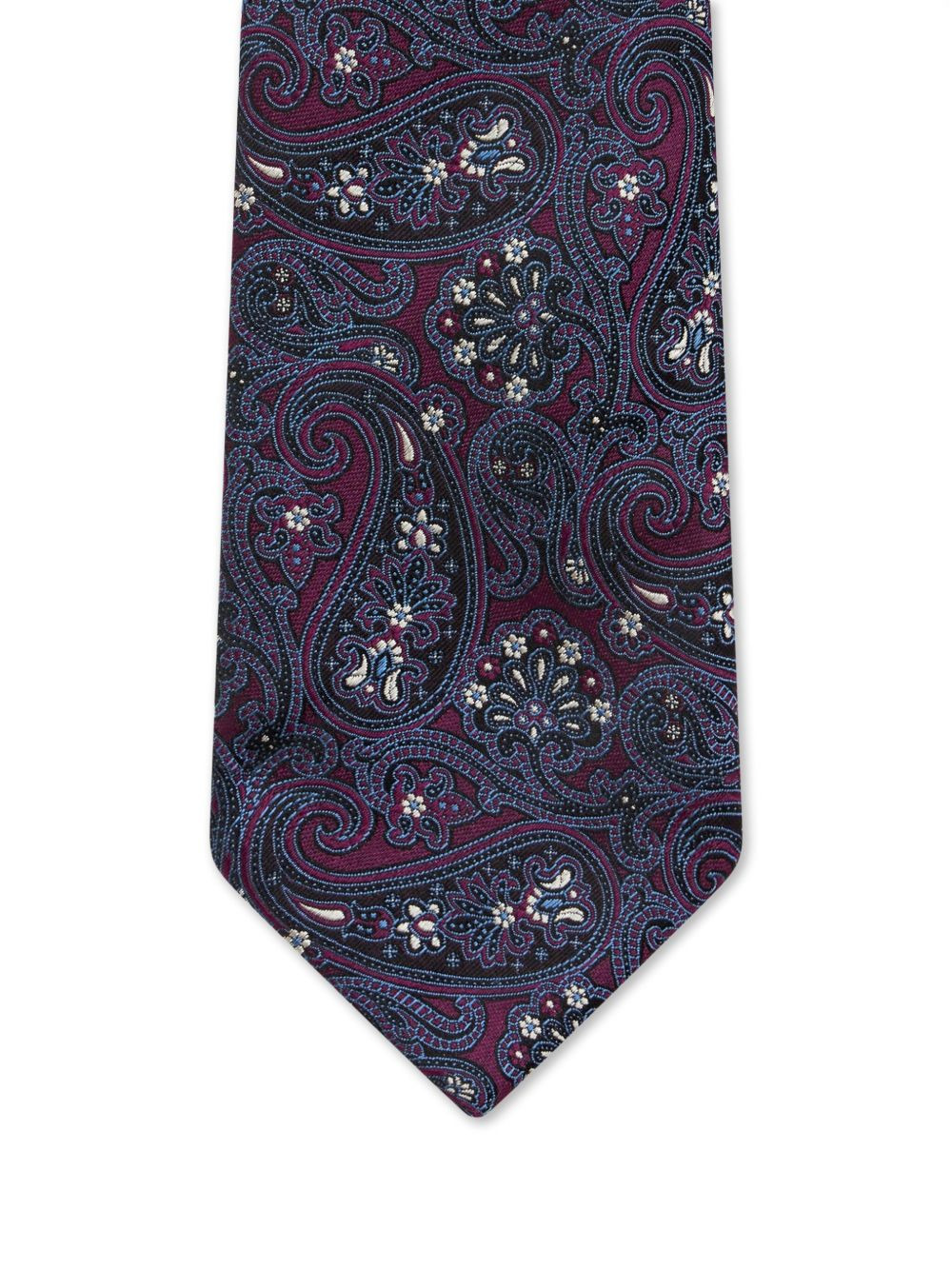 paisley striped silk tie - 2