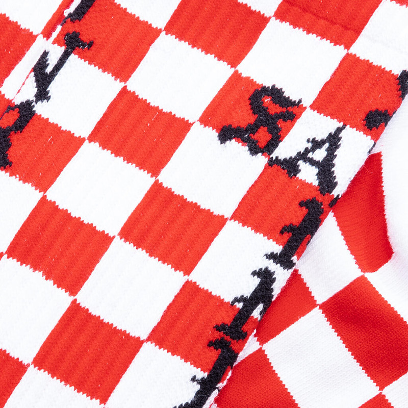 SAINT M×××××× SAINT SINNER CHECKER SOCKS - WHITE/RED outlook