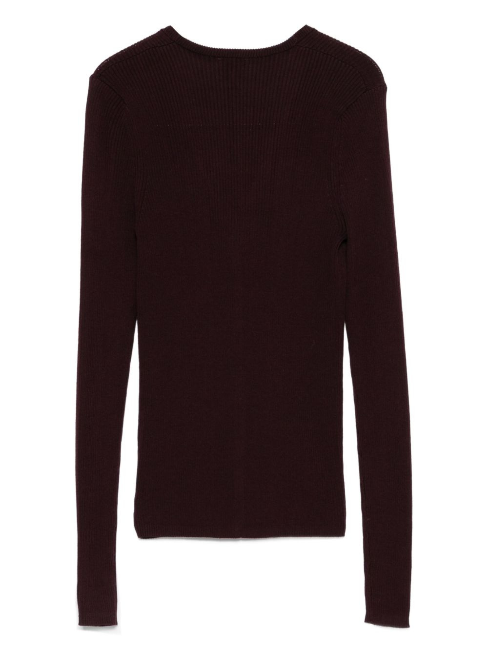 ribbed V-neck cardigan - 2
