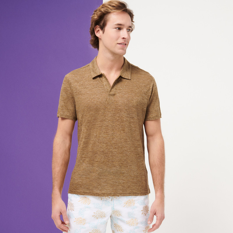 Men Linen Jersey Polo Shirt Solid 8