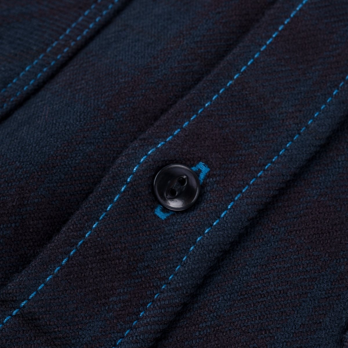 IHSH-339-OD Ultra Heavy Flannel Blanket Check Work Shirt - Sax Blue Overdyed Black - 11