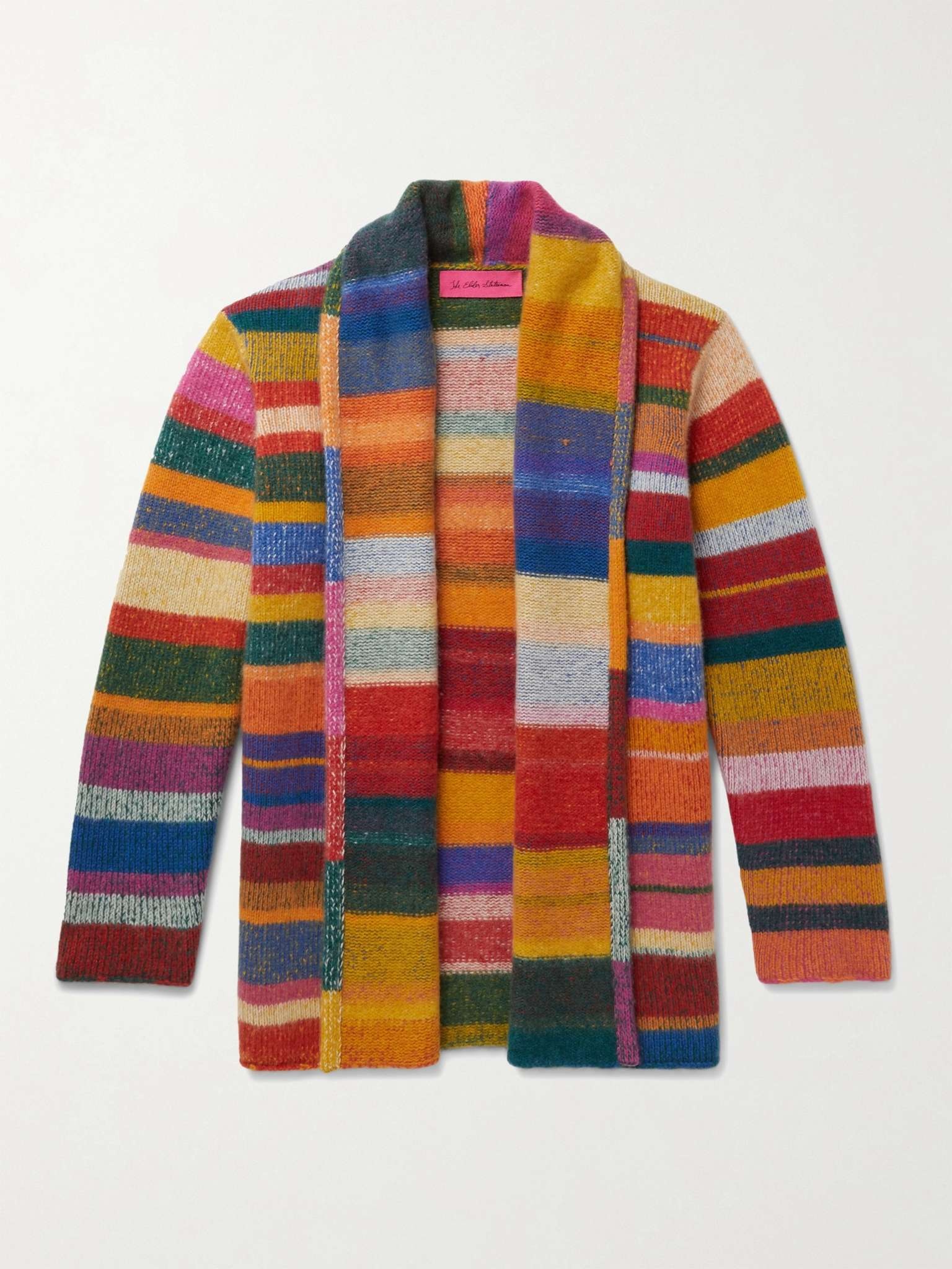 Shawl-Collar Striped Cashmere Cardigan - 1