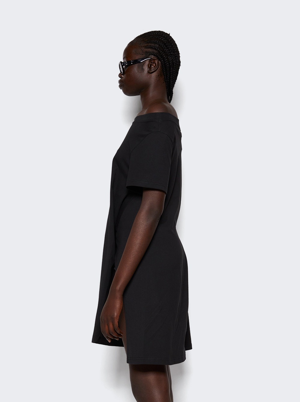 Boat Neck Mini Dress Black - 4