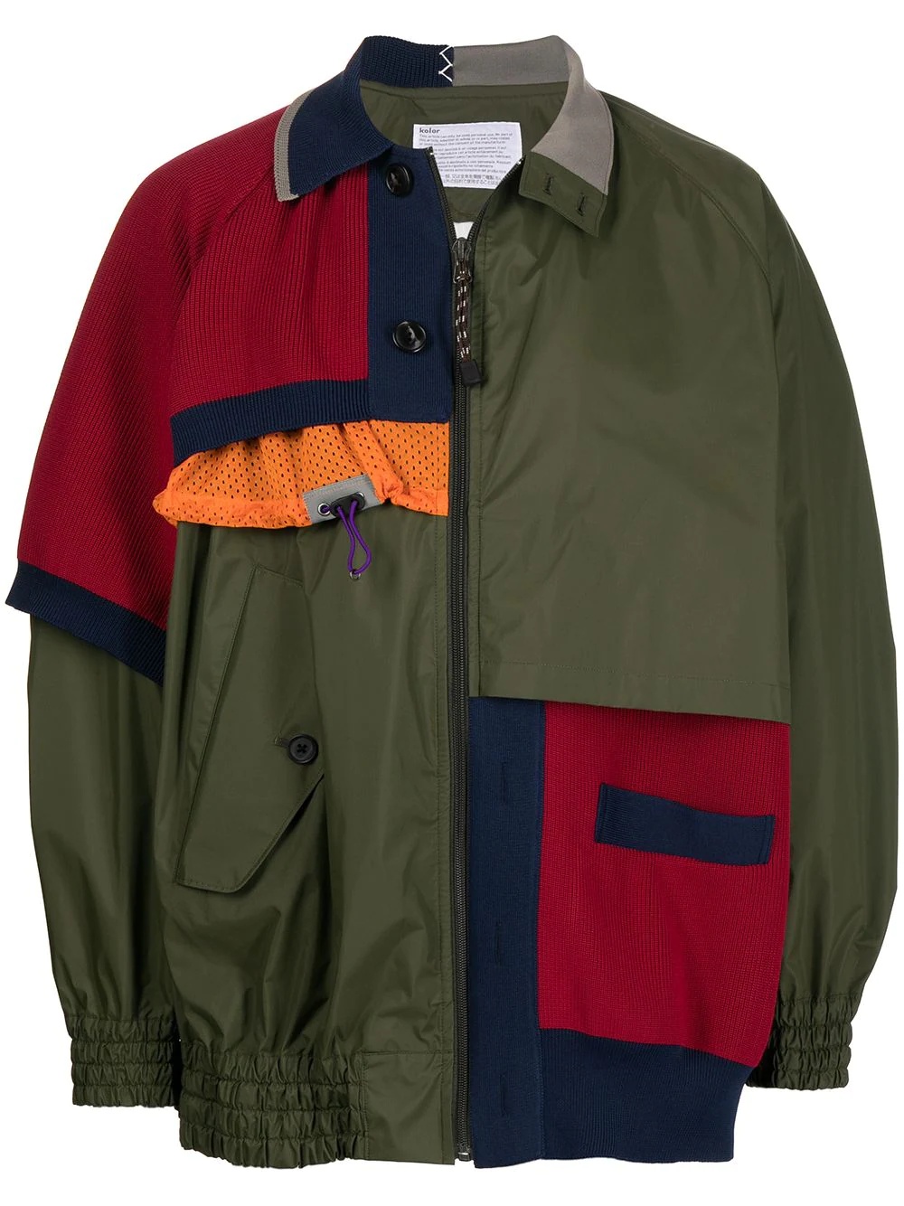 colour-block shirt jacket - 1