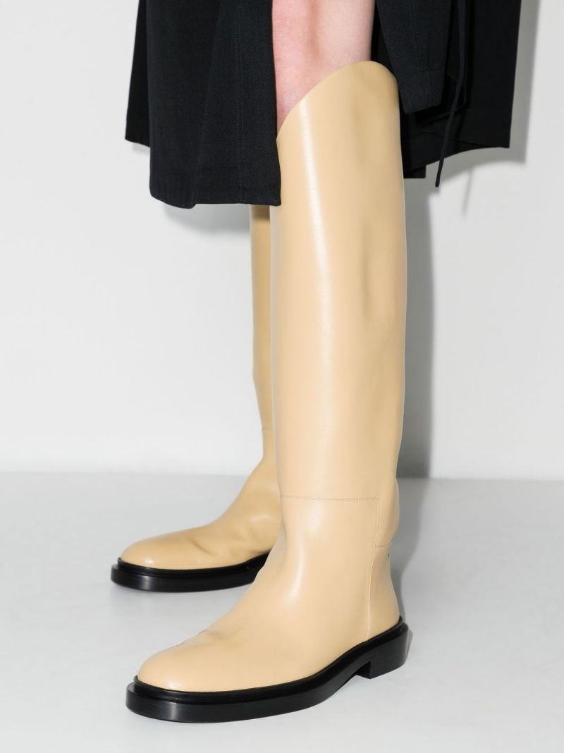 knee-length leather boots - 3