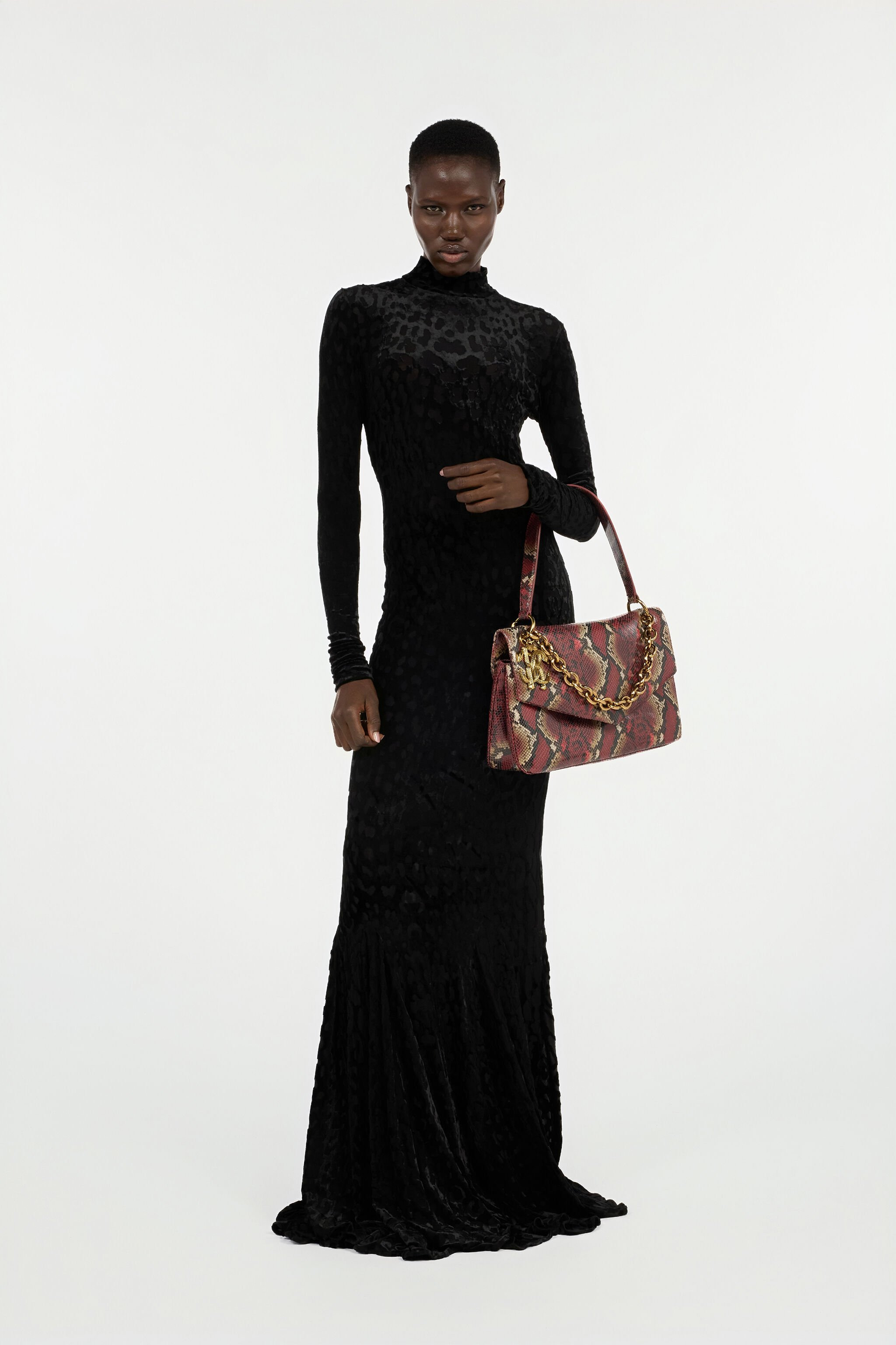 Long Black Dress With Jaguar Skin Pattern - 2