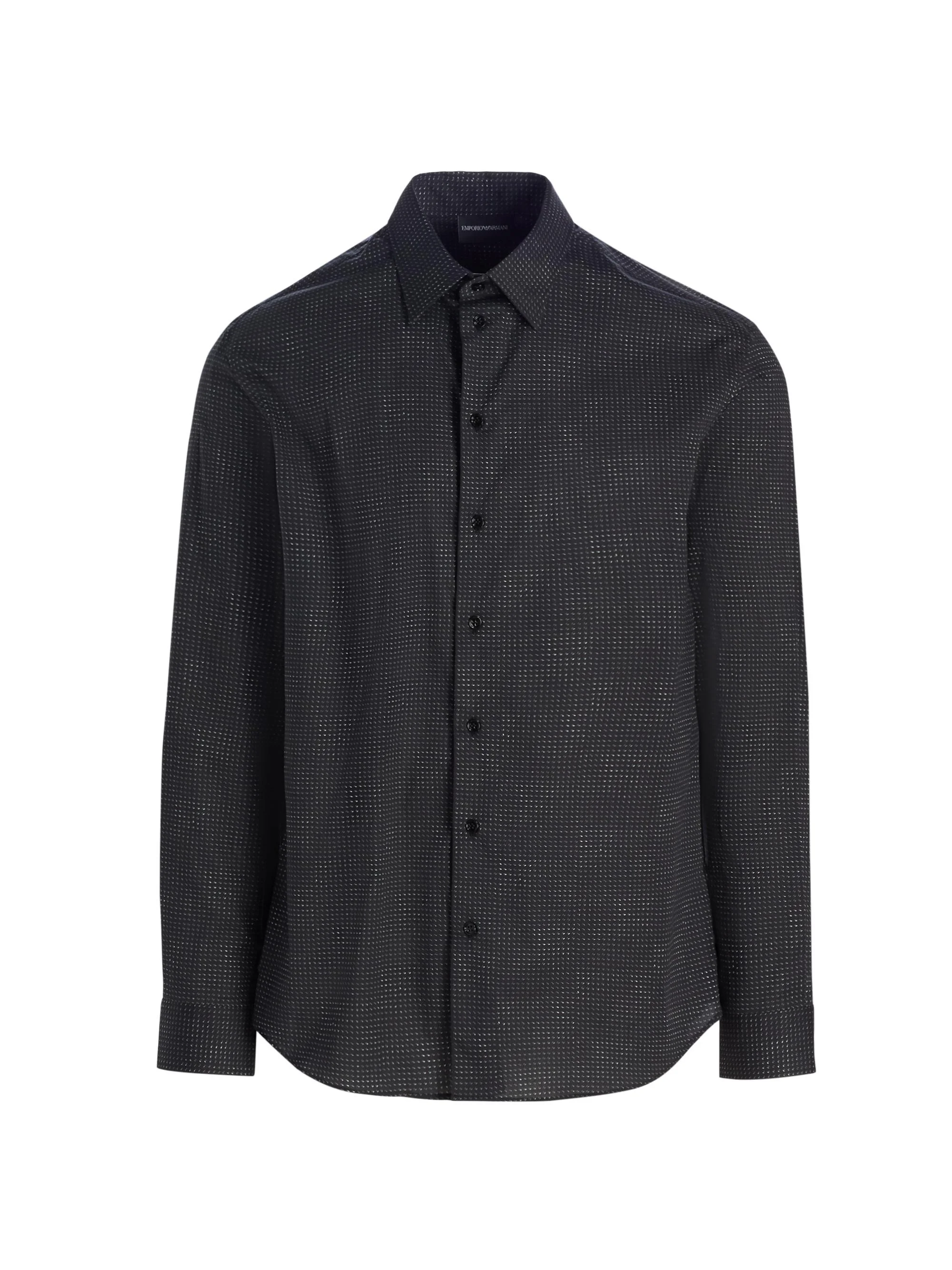 Men's Micro-Dash Stretch-Cotton Jersey Shirt - Black - 1