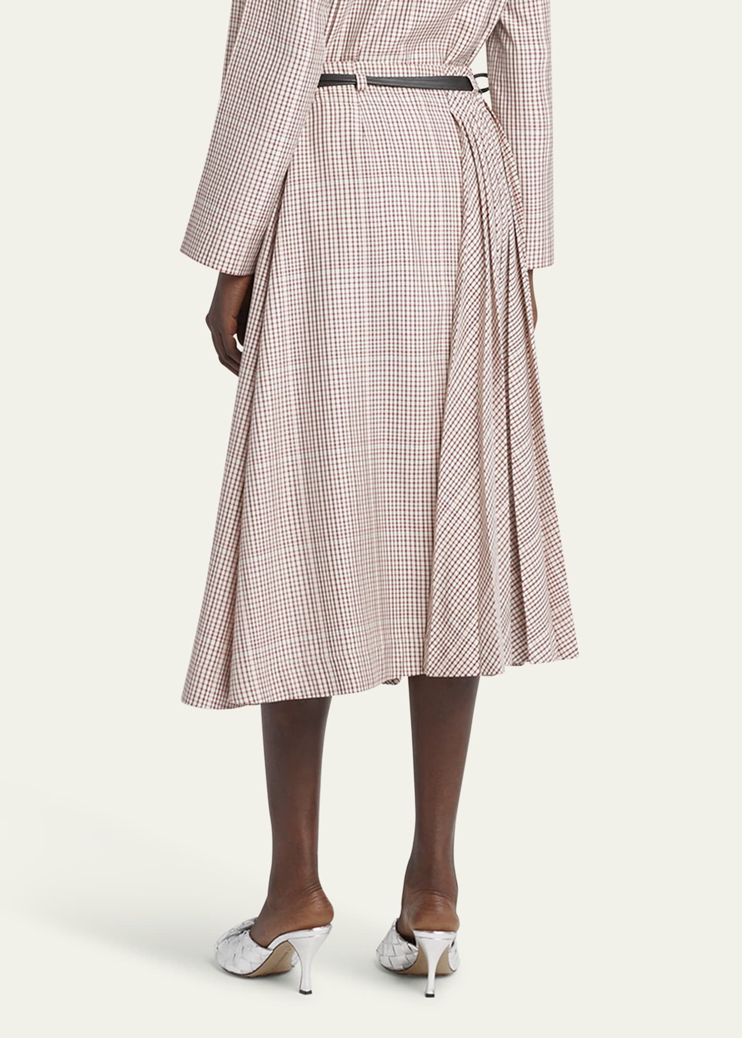 Check Pleated Midi Wrap Skirt - 2