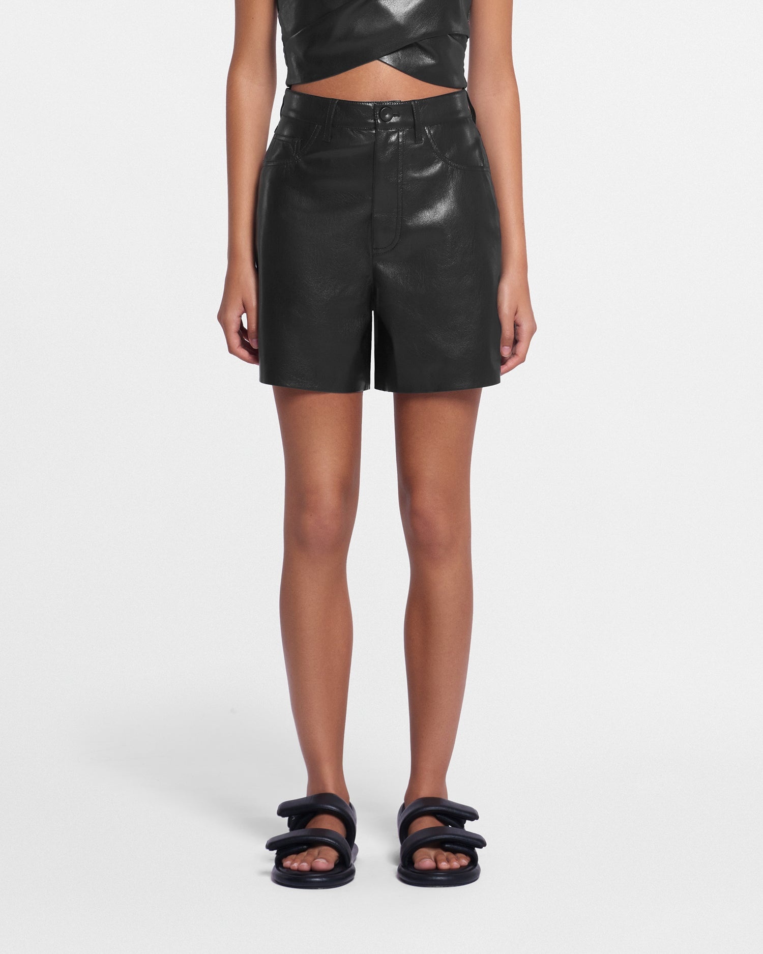 LEANA - OKOBOR™ alt-leather shorts - Black - 2