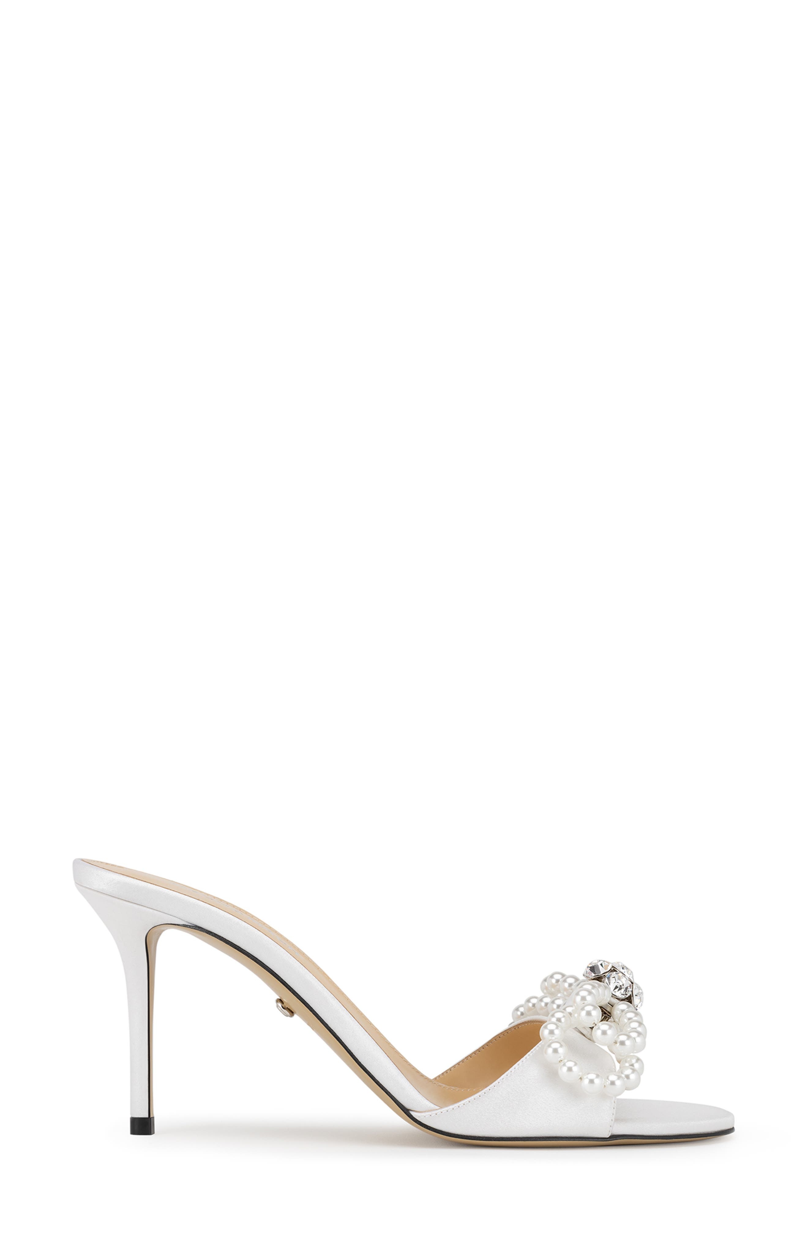Mach & Mach Double Faux Pearl Bow Sandal in White at Nordstrom - 2
