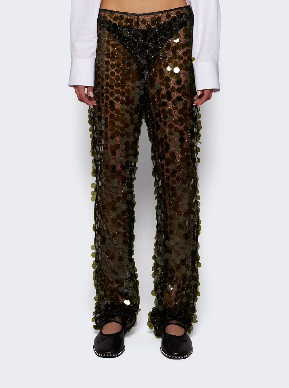 Sequins Flared Trouser Green - 3