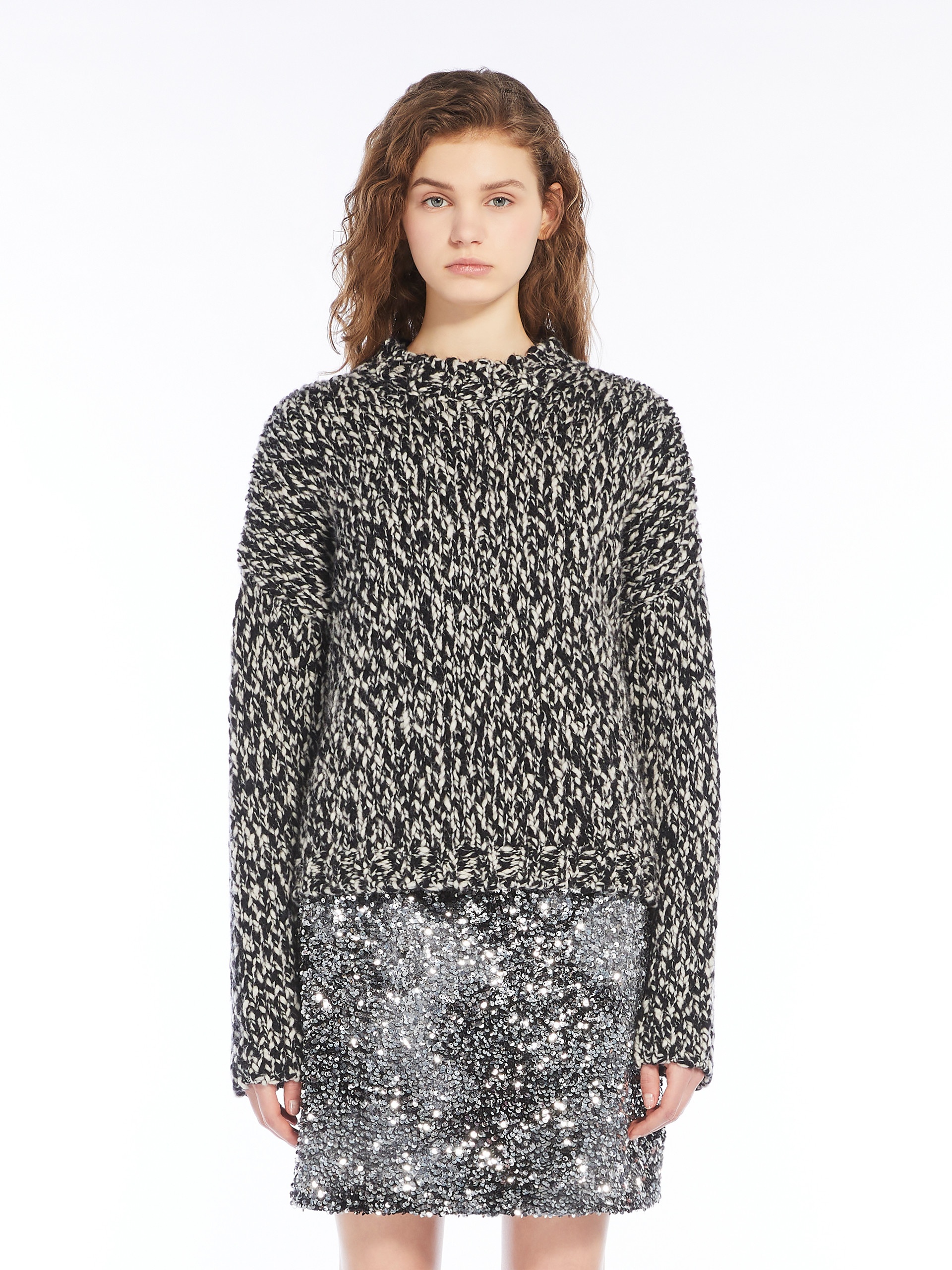 CRINE Wool-blend chiné crew-neck sweater - 3