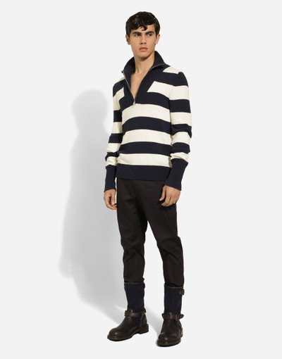 Dolce & Gabbana Striped cotton pullover with zipper outlook