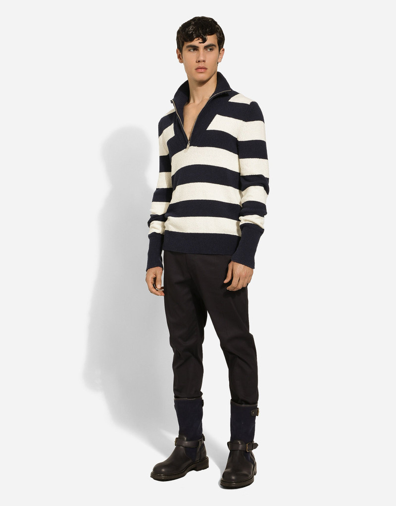 Dolce & Gabbana Striped cotton pullover with zipper outlook