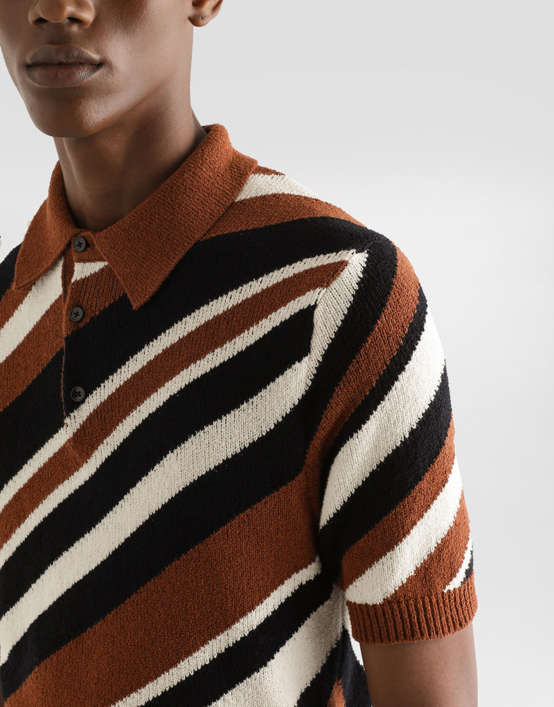 Short-sleeved 면 폴로 셔츠 와 striped inlay 5