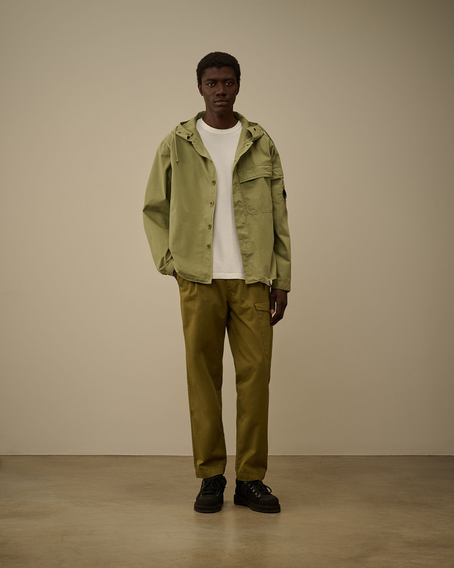 Organic Gabardine Hooded Zipped Overshirt - 2