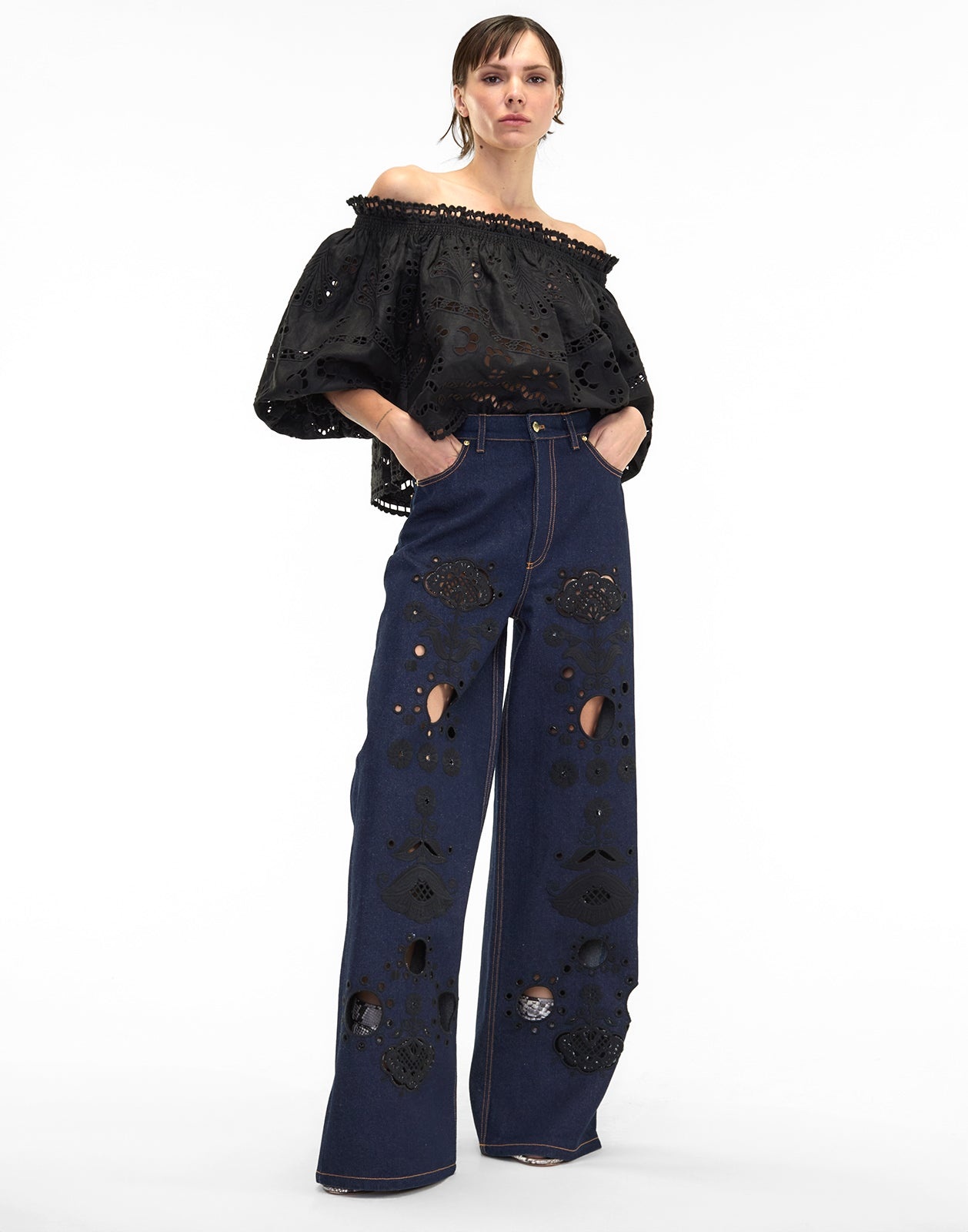 Embroidered Wide-leg Jean - 3