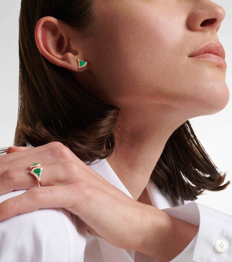 BVLGARI Divas' Dream 18kt rose gold earrings with malachite and diamonds outlook