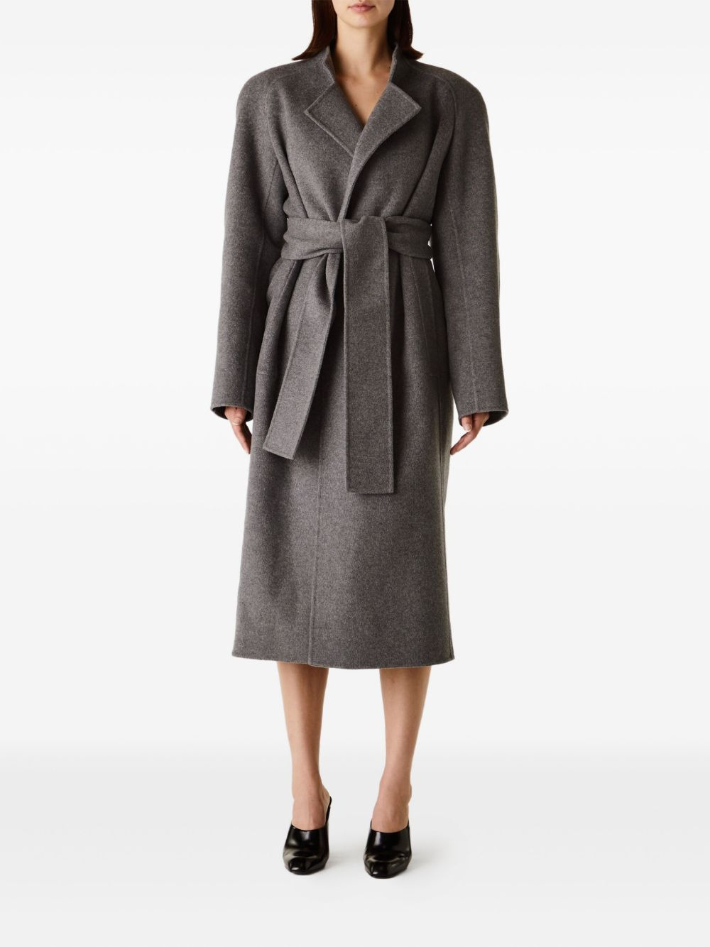 belted wool single-breasted coat - 2