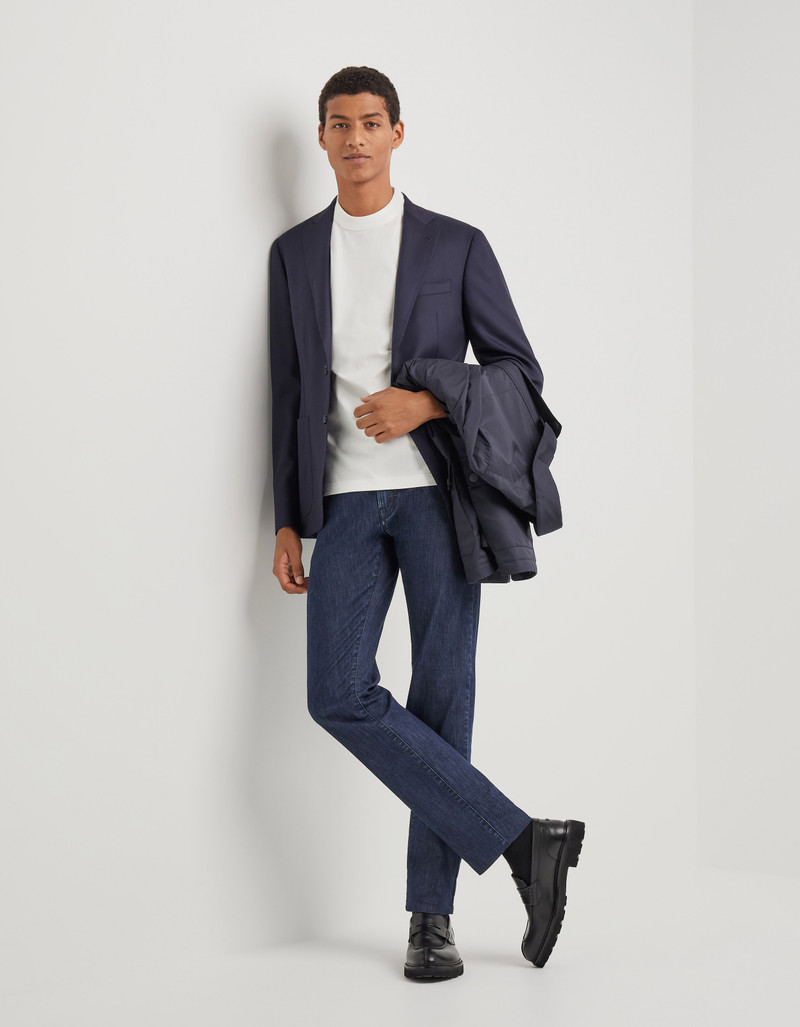 Canali KEI UNLINED NAVY MODERN-FIT JACKET IN PURE IMPECCABILE WOOL outlook