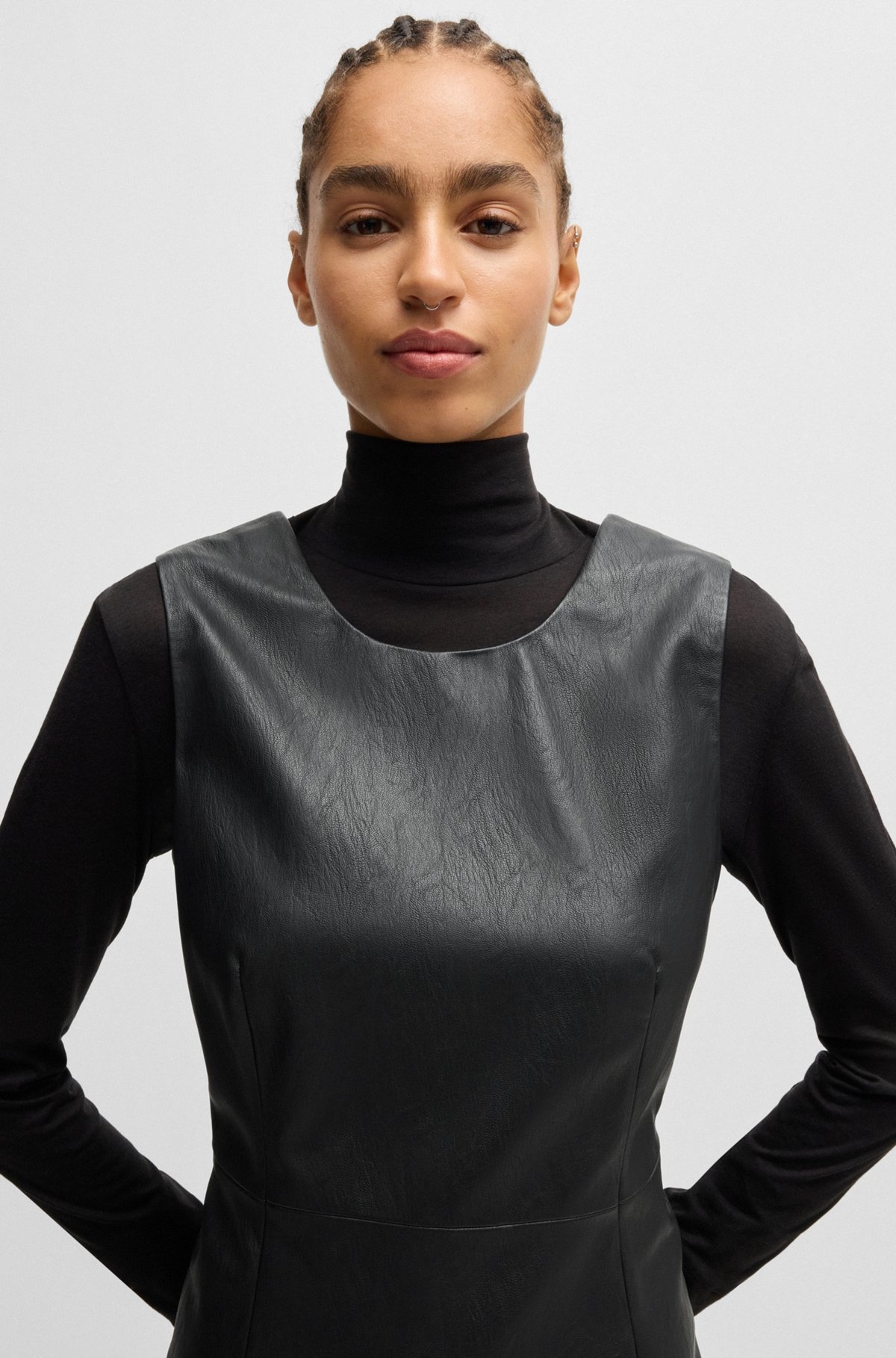 SHIFT DRESS IN SOFT FAUX LEATHER - 5