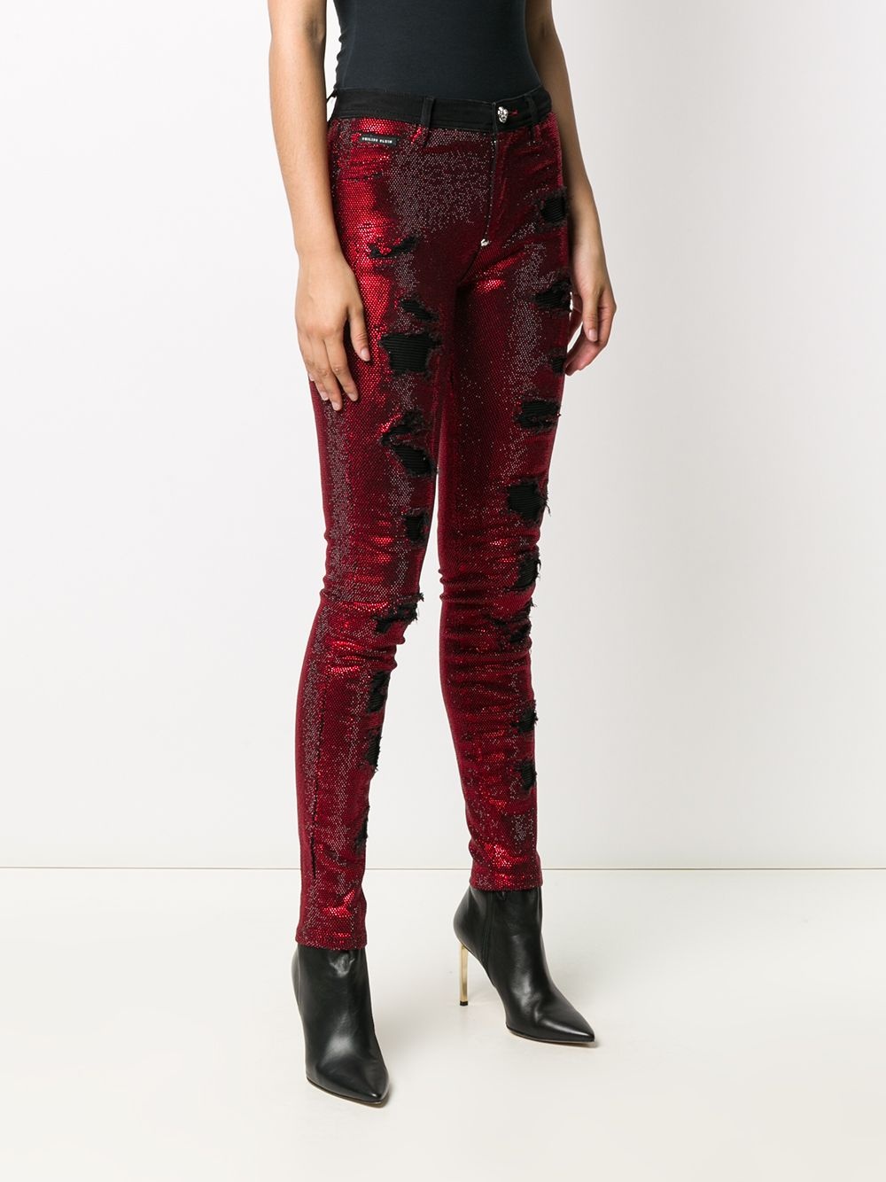 crystal embellished skinny jeans - 3