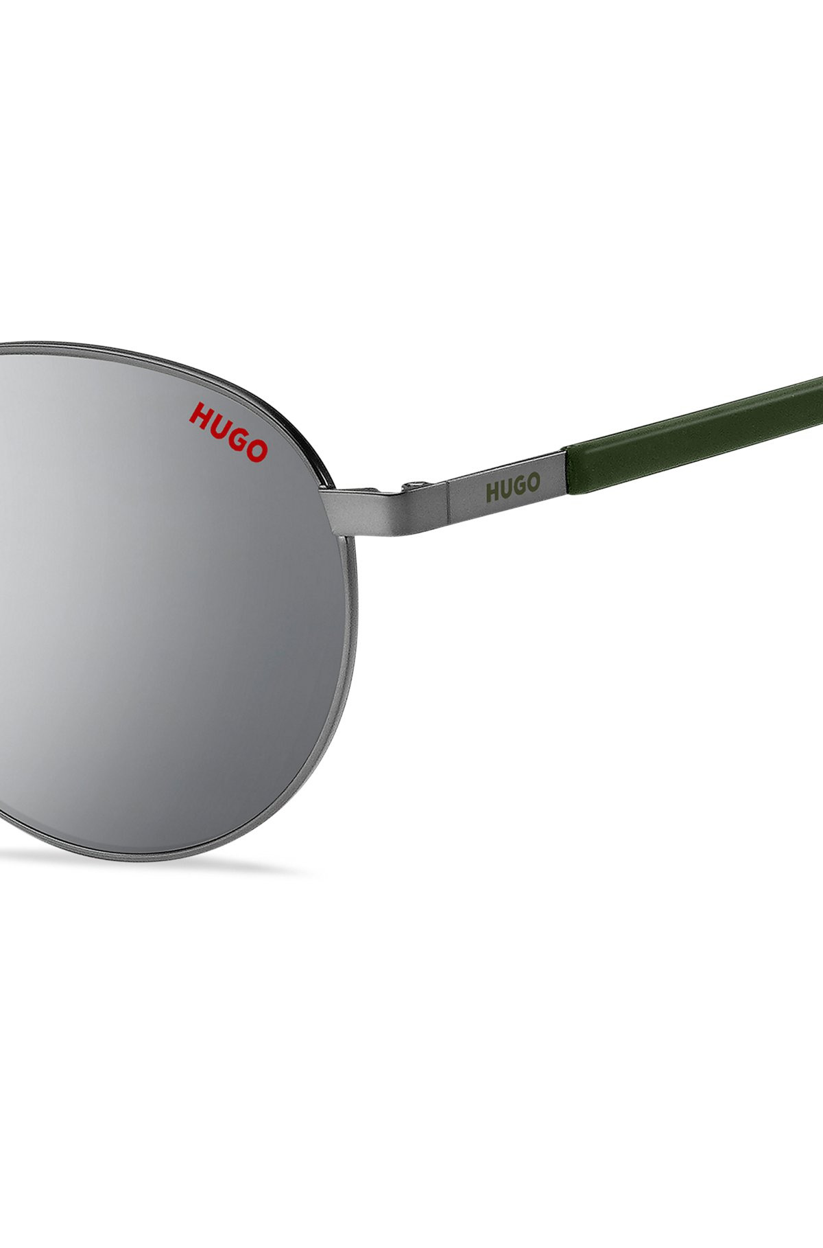 ROUND SUNGLASSES WITH KHAKI-COLORED TEMPLES - 2