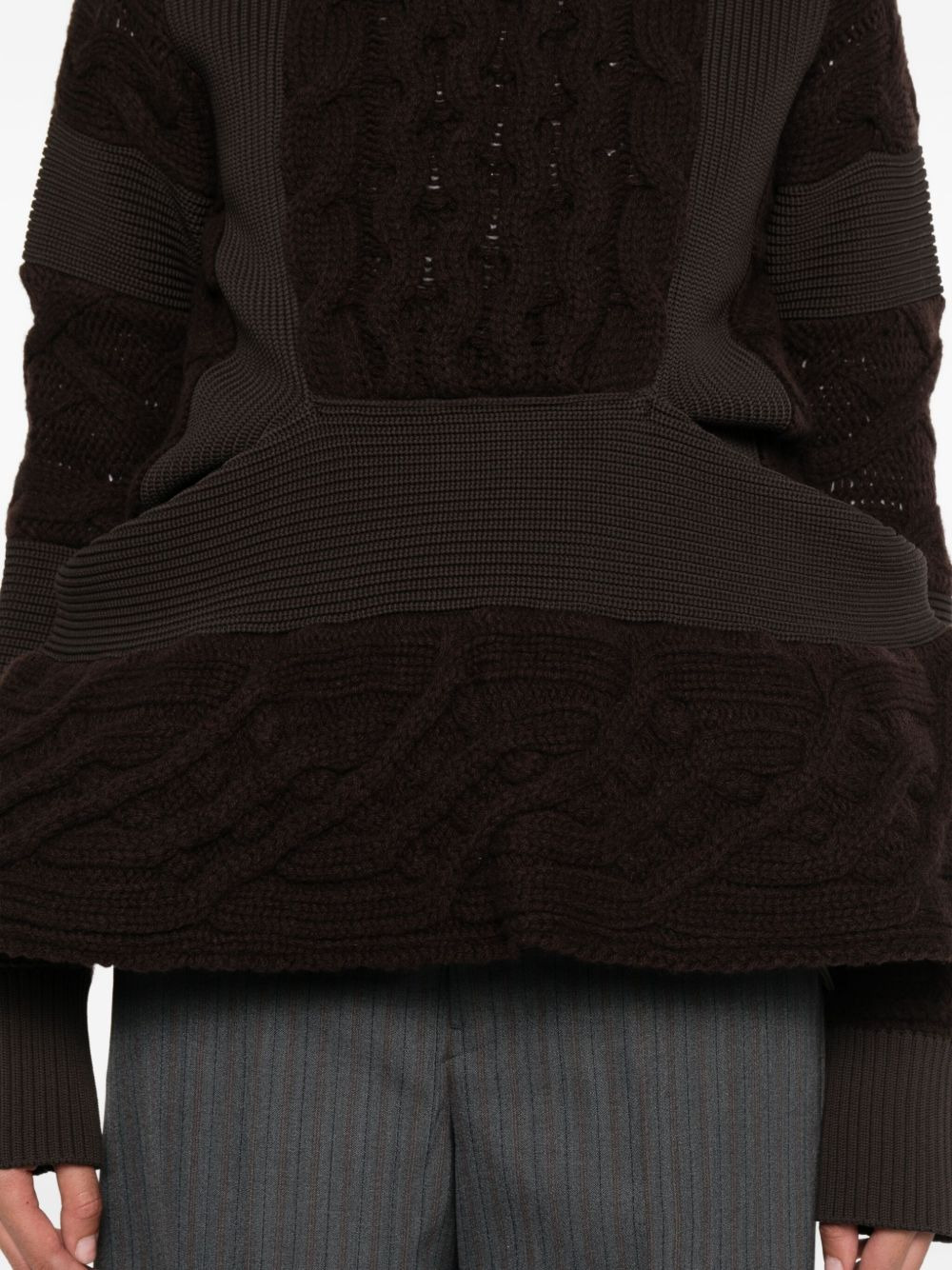 cable-knit panelled sweater - 5