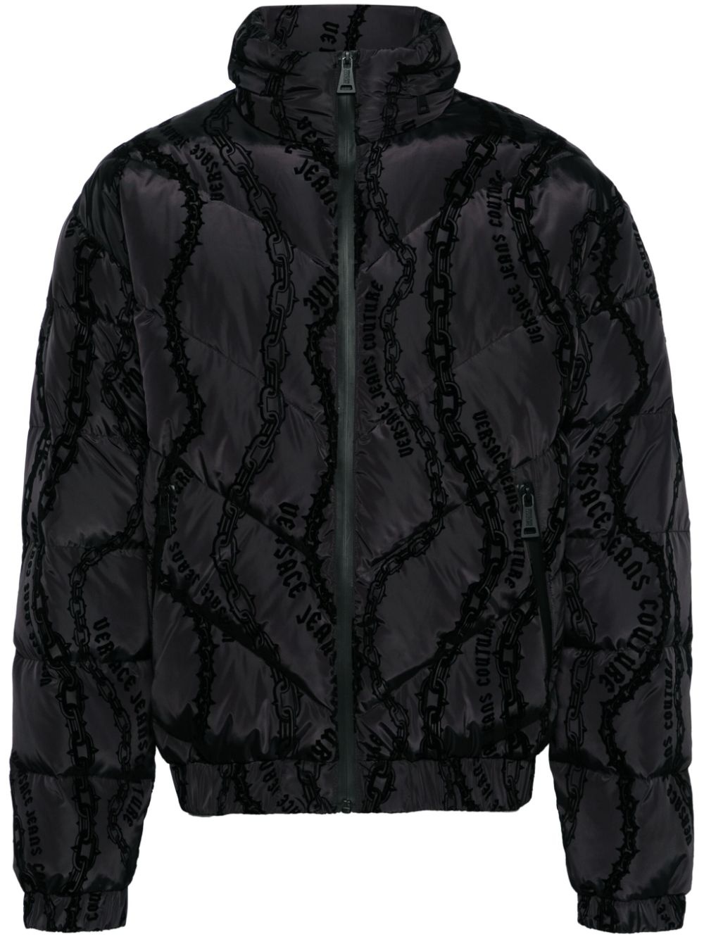 flocked-print quilted puffer jacket - 1