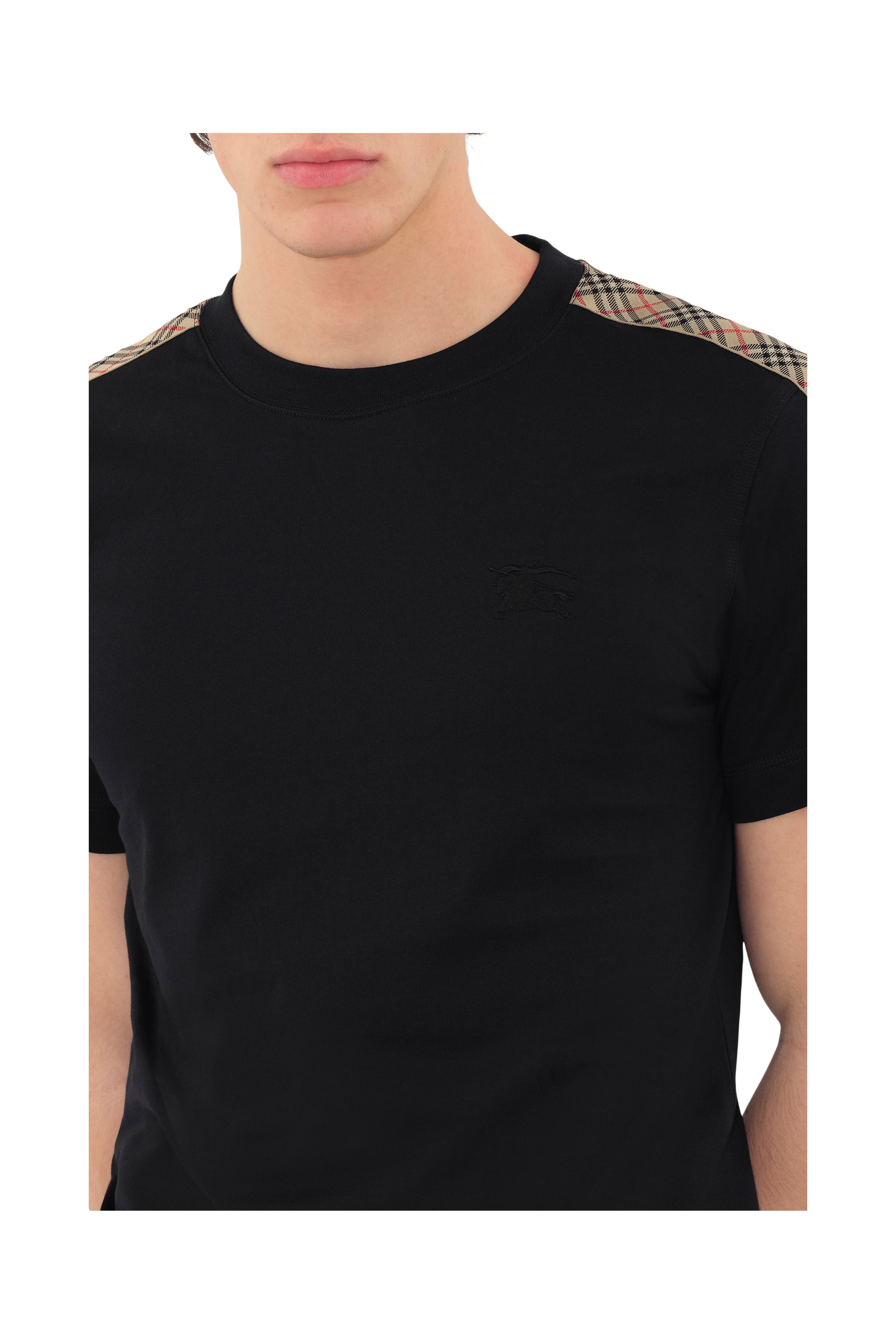 burberry Check Trim Cotton T-shirt in Black at Nordstrom - 2