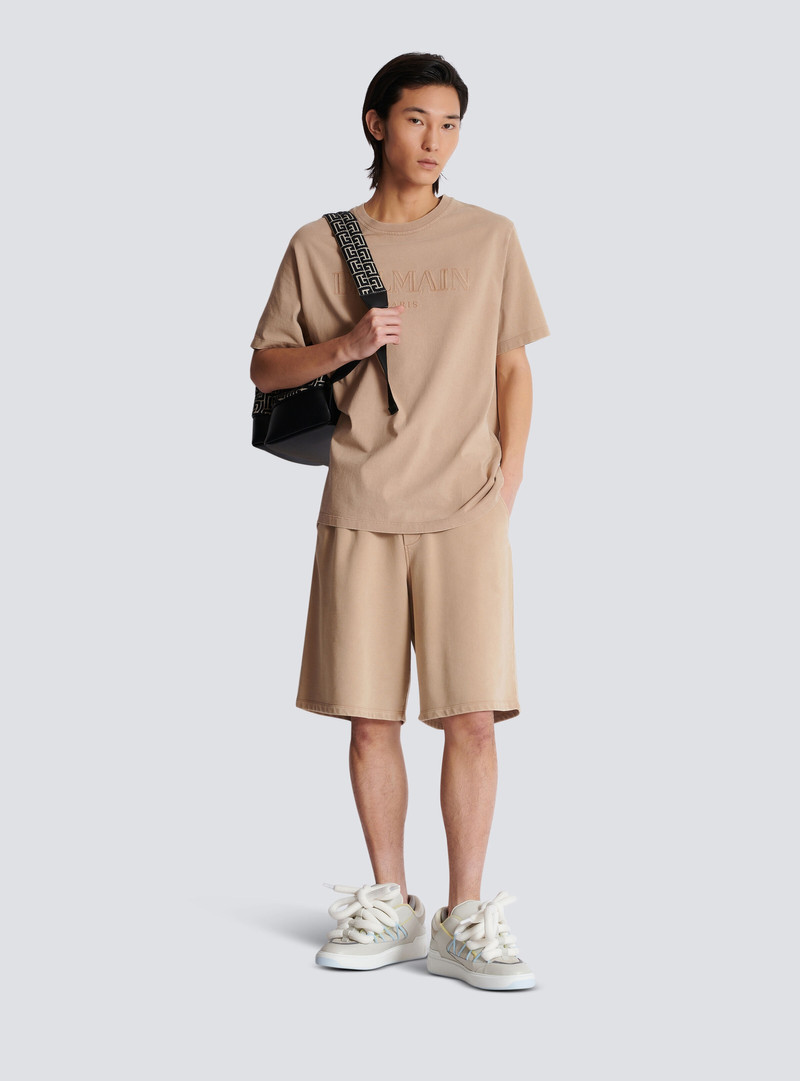 Balmain Cotton Bermuda shorts with vintage Balmain embroidery outlook