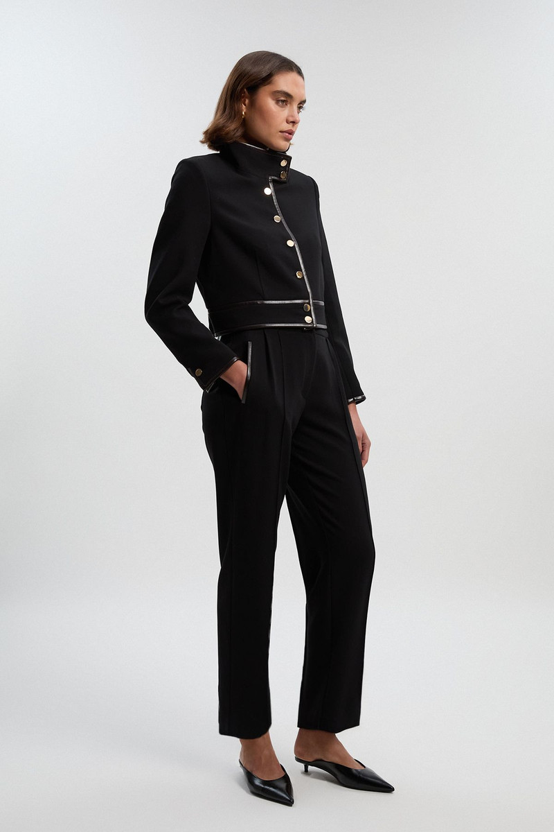 Compact Stretch Pu Mix Tailored Slim Leg Trouser 1