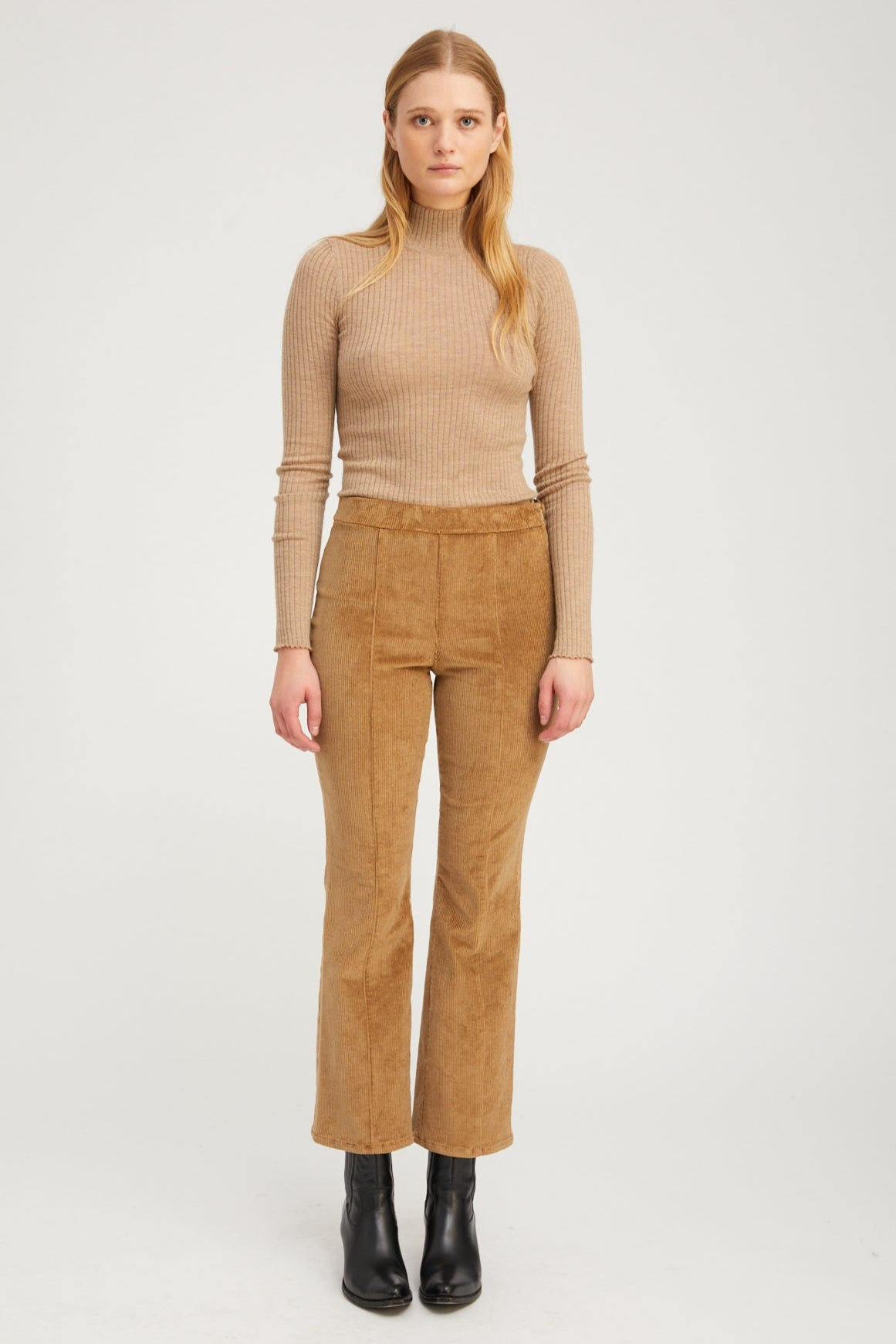 CAMEL CASHMERE MOCK NECK - 2