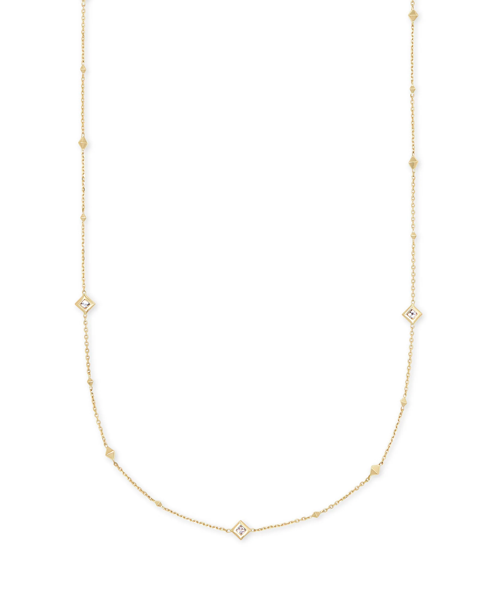 Michelle 14k Yellow Gold Strand Necklace in White Diamond - 1