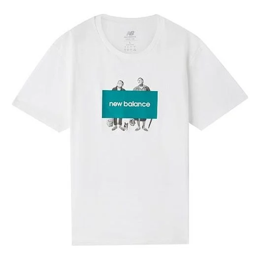 New Balance Men's New Balance Creative Logo Round Neck Short Sleeve White AMT83535-WT - 1