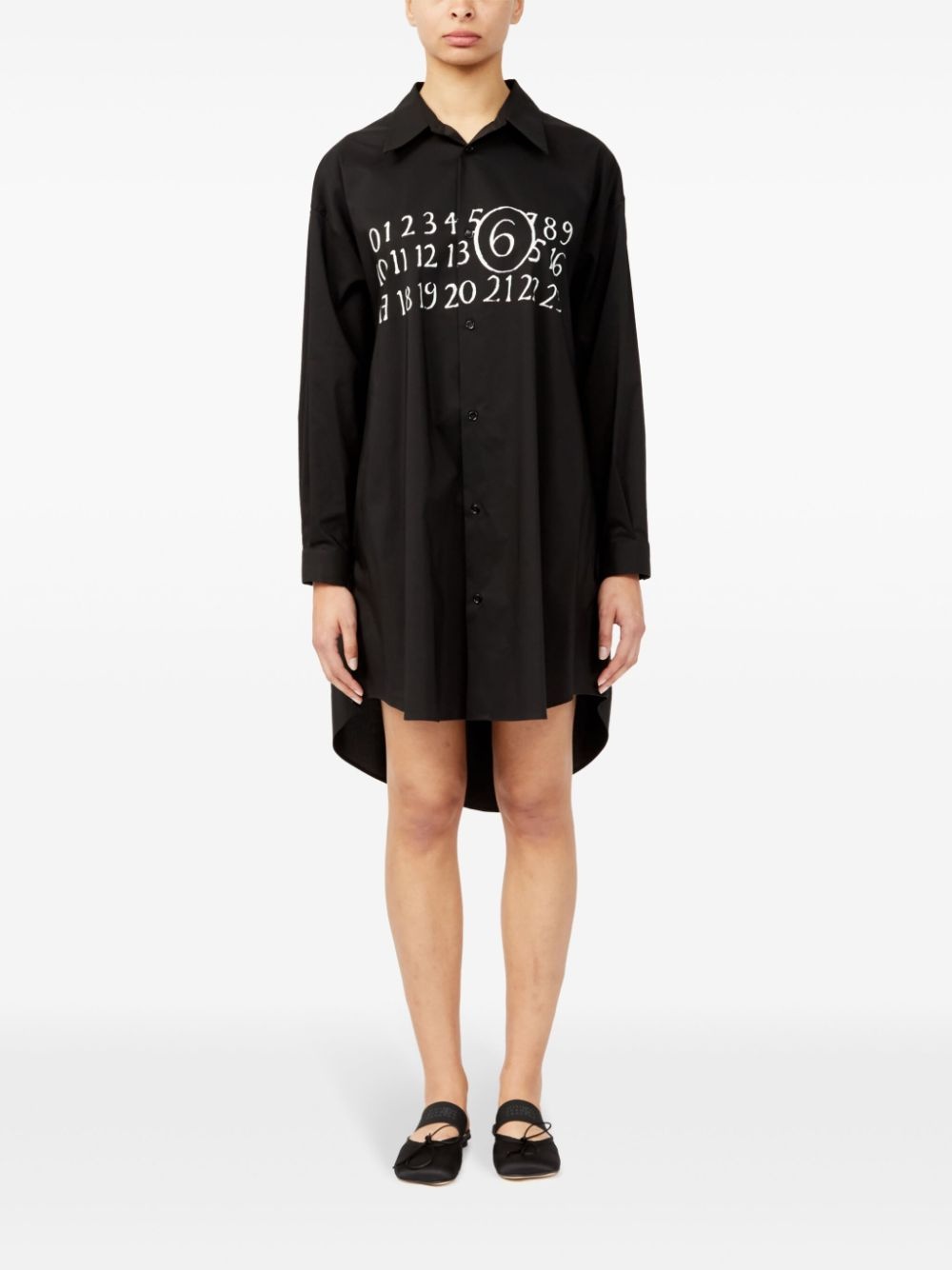 signature numbers motif shirt dress - 2