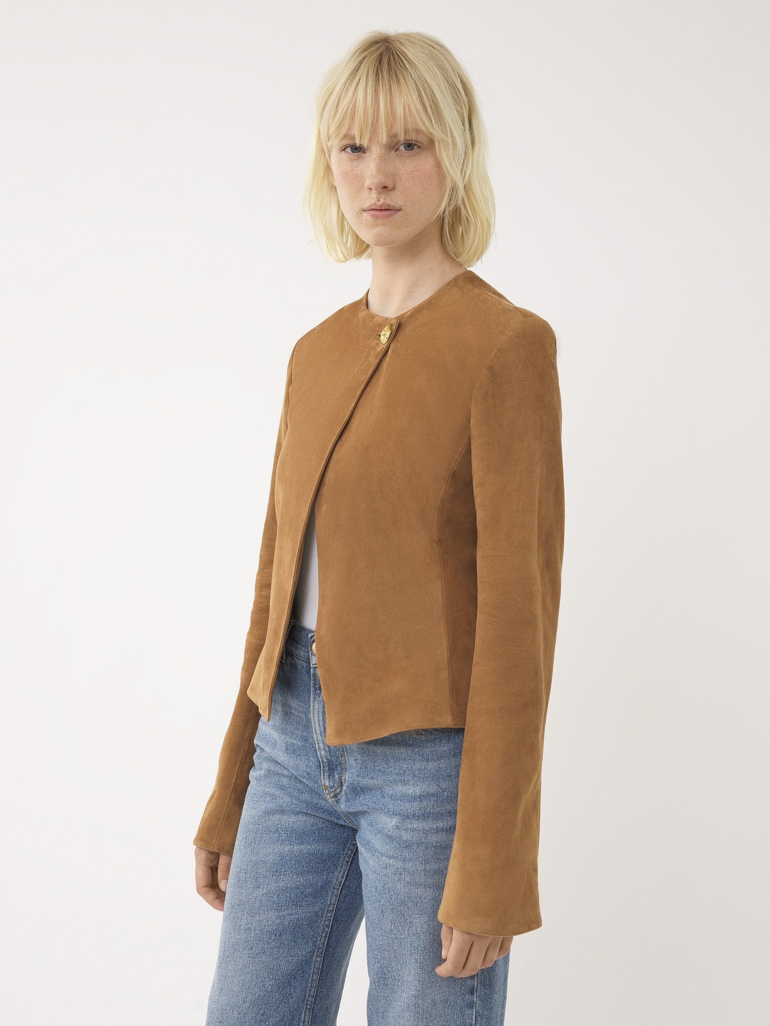COLLARLESS FITTED JACKET - 4