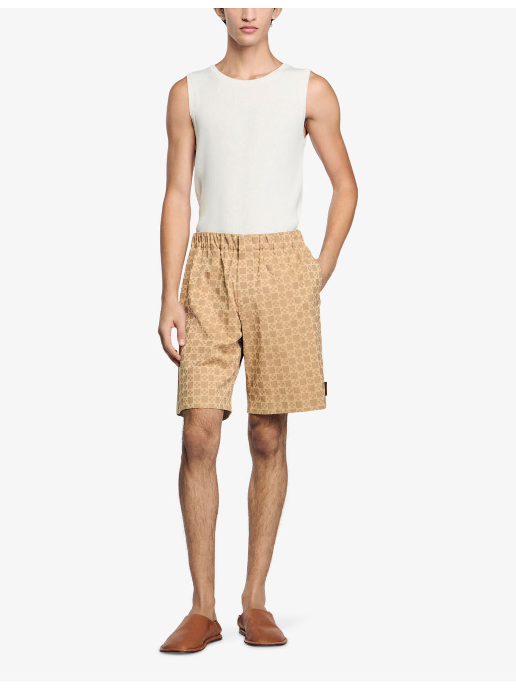 Cross-Print Elasticated-Waist Cotton Shorts - 2