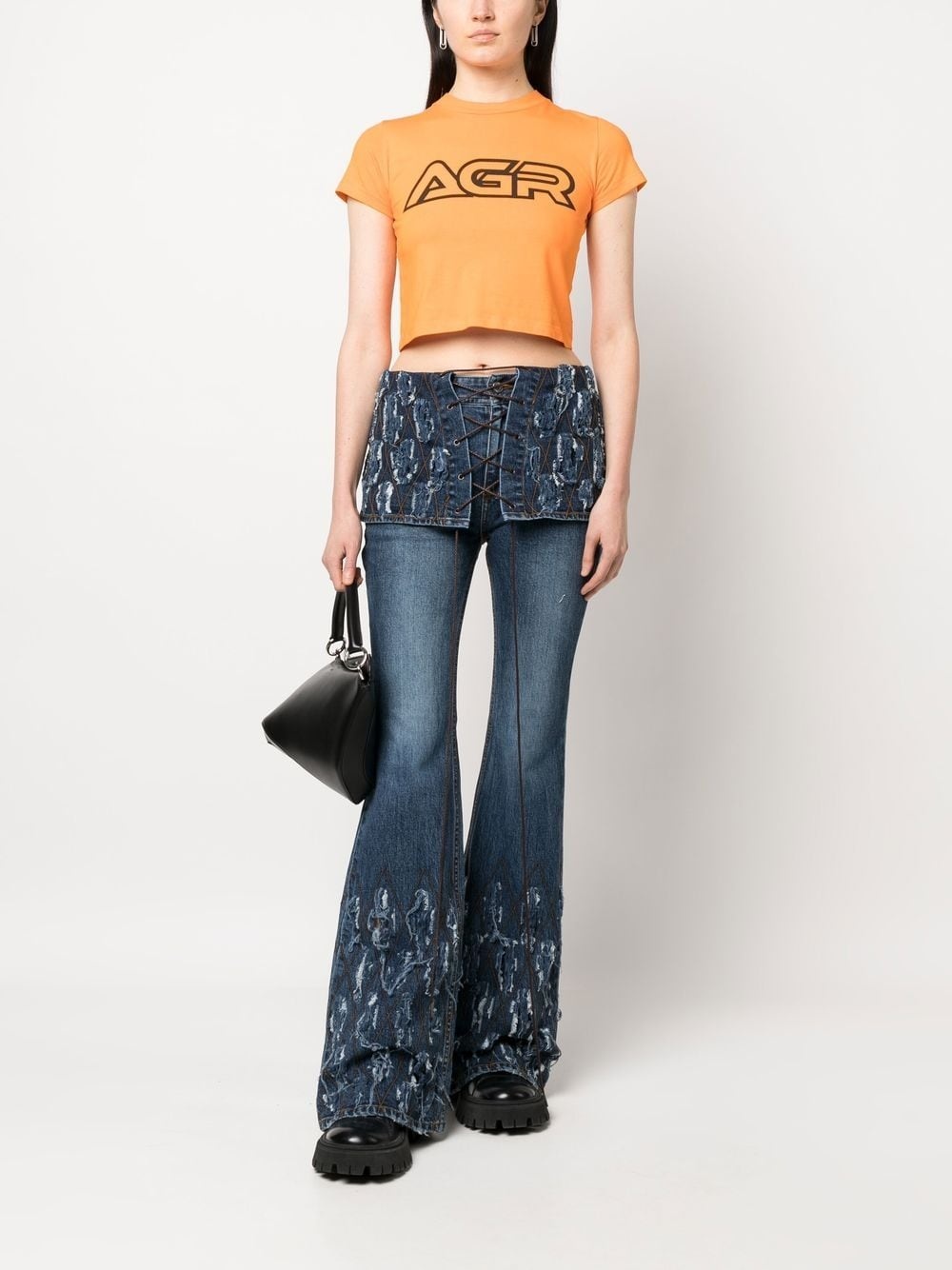 distressed-effect flared jeans - 2