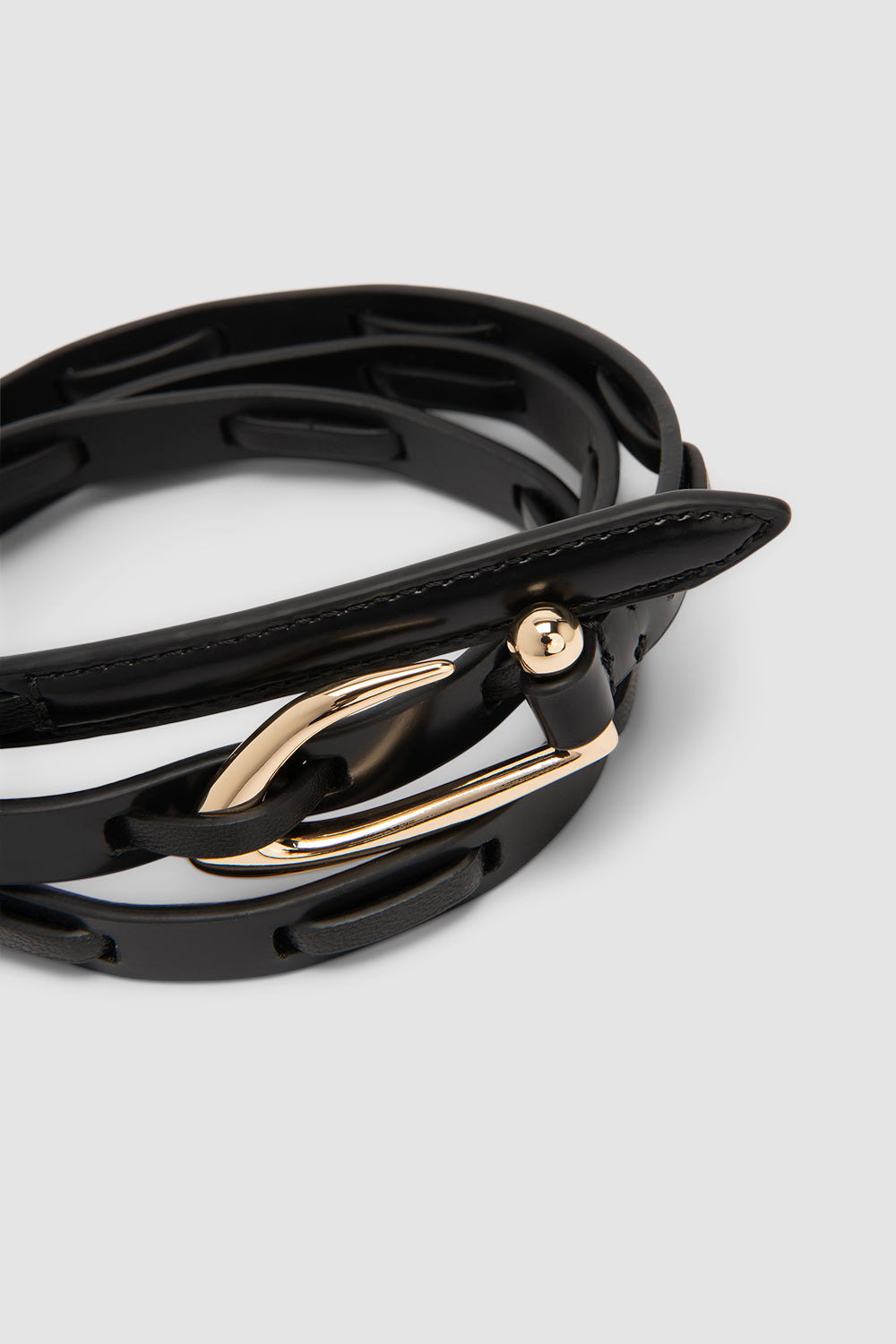 Chimera Interlaced Black Semi Patent and Nappa Leather Belt - 2