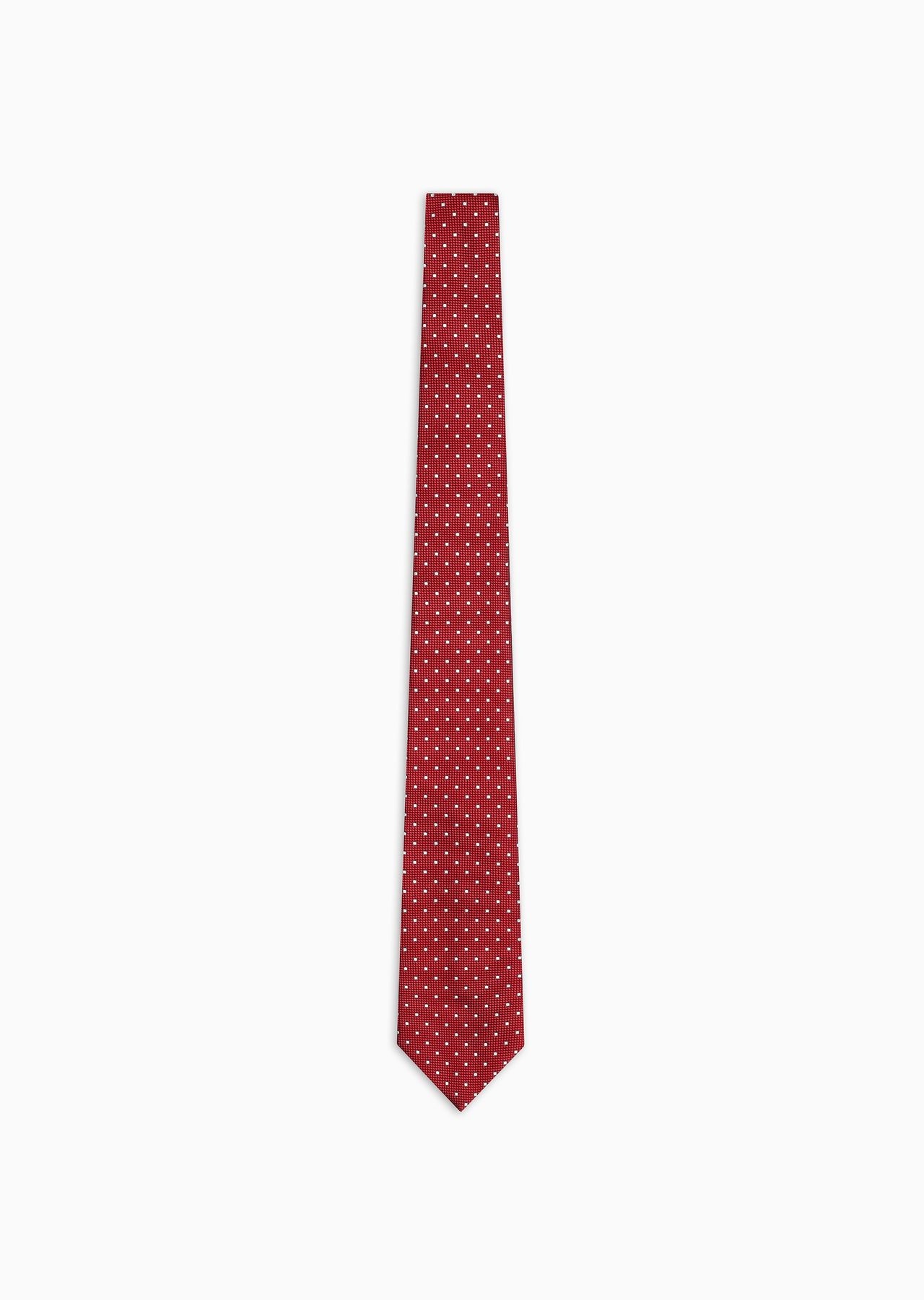 Pure silk tie with jacquard polka dot-effect micro-check - 1