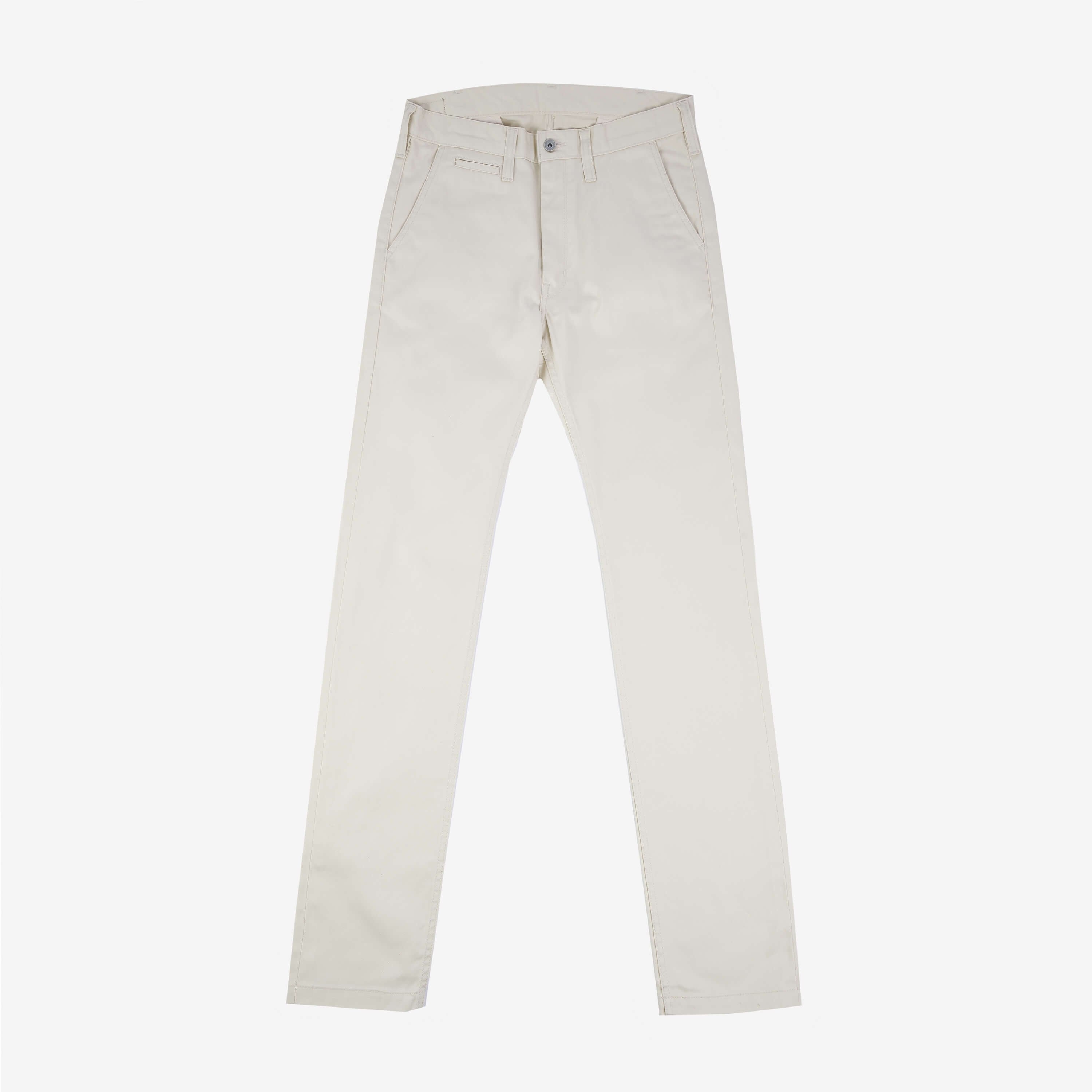 IH-721-IVO 9oz Mercerised Selvedge Cotton Slim Tapered Chinos - Ivory - 1